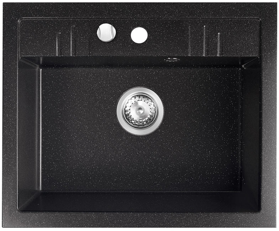 Ferro Mezzo II zlewozmywak granitowy 58x48 cm grafit shine DRGM1/48/58HA