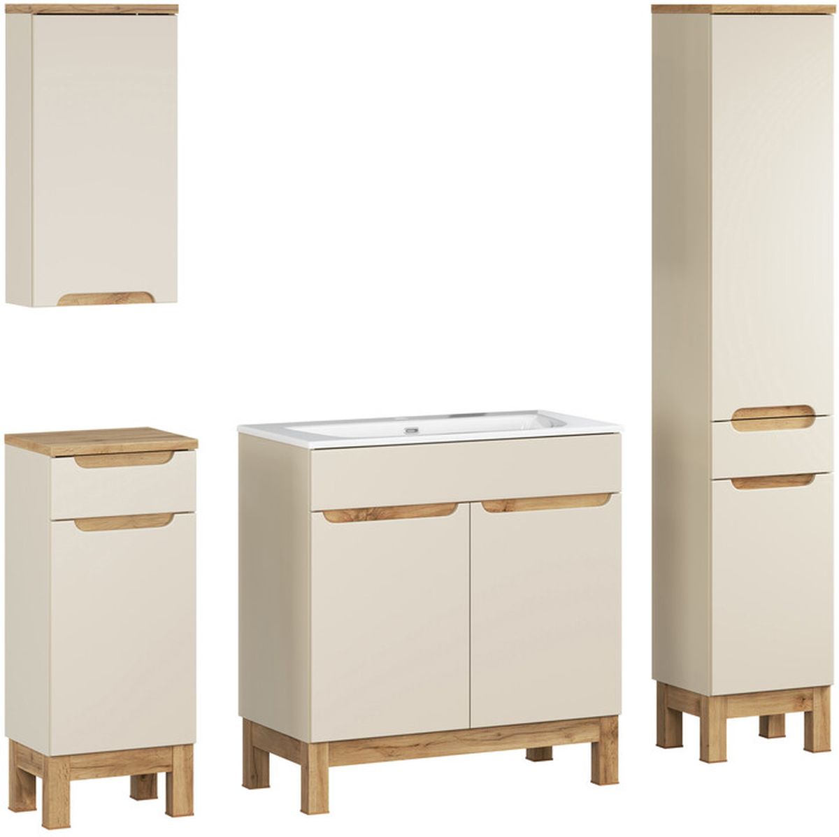 Comad Bali Cashmere zestaw meblowy 80 cm szafka stojąca z umywalką Sky i szafki boczne stojące/wisząca kaszmir/biały SET-BAC 80CM SKY ...