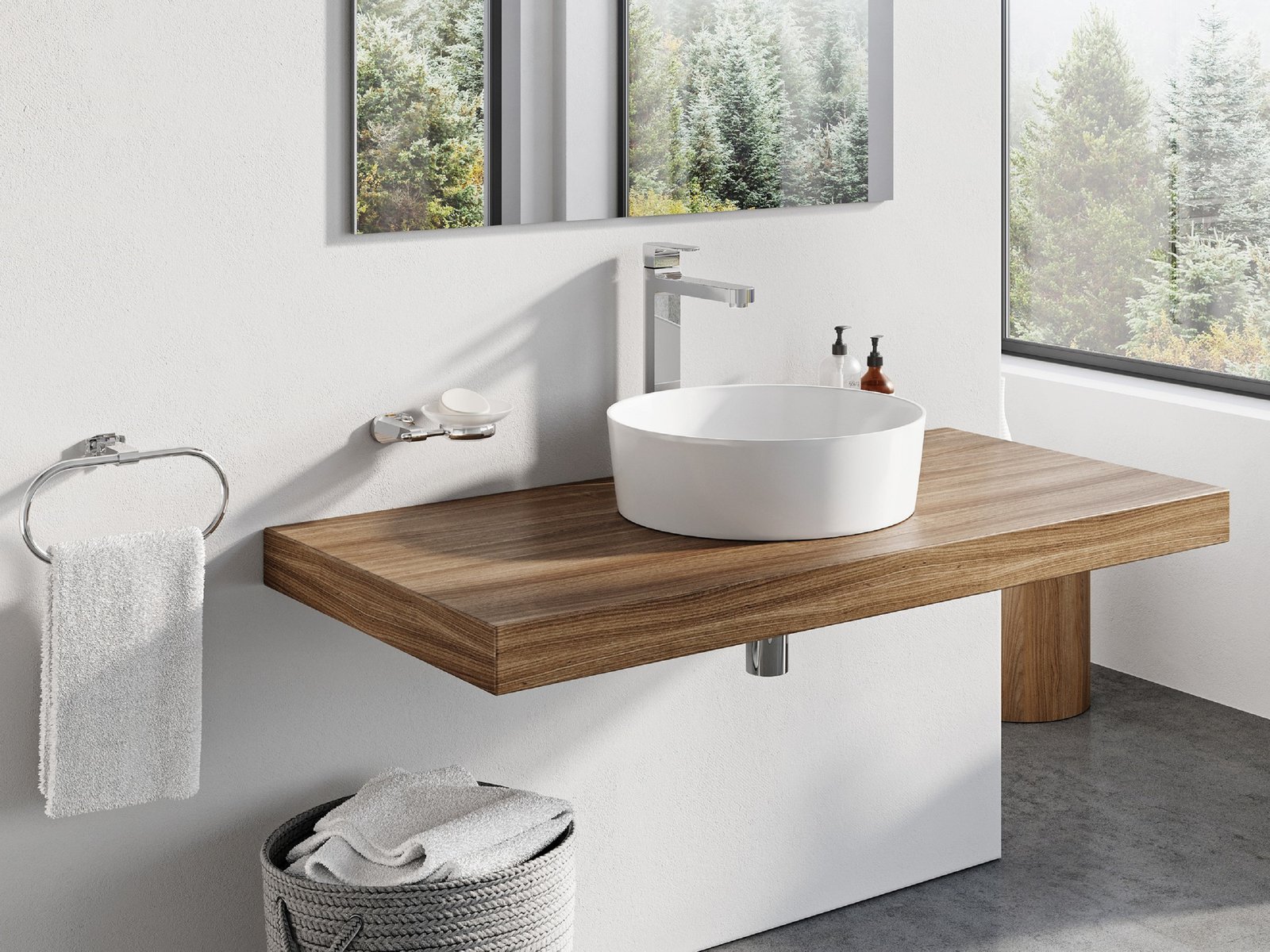 Ravak Uni umywalka 40 cm nablatowa okrągła biała XJX01140001