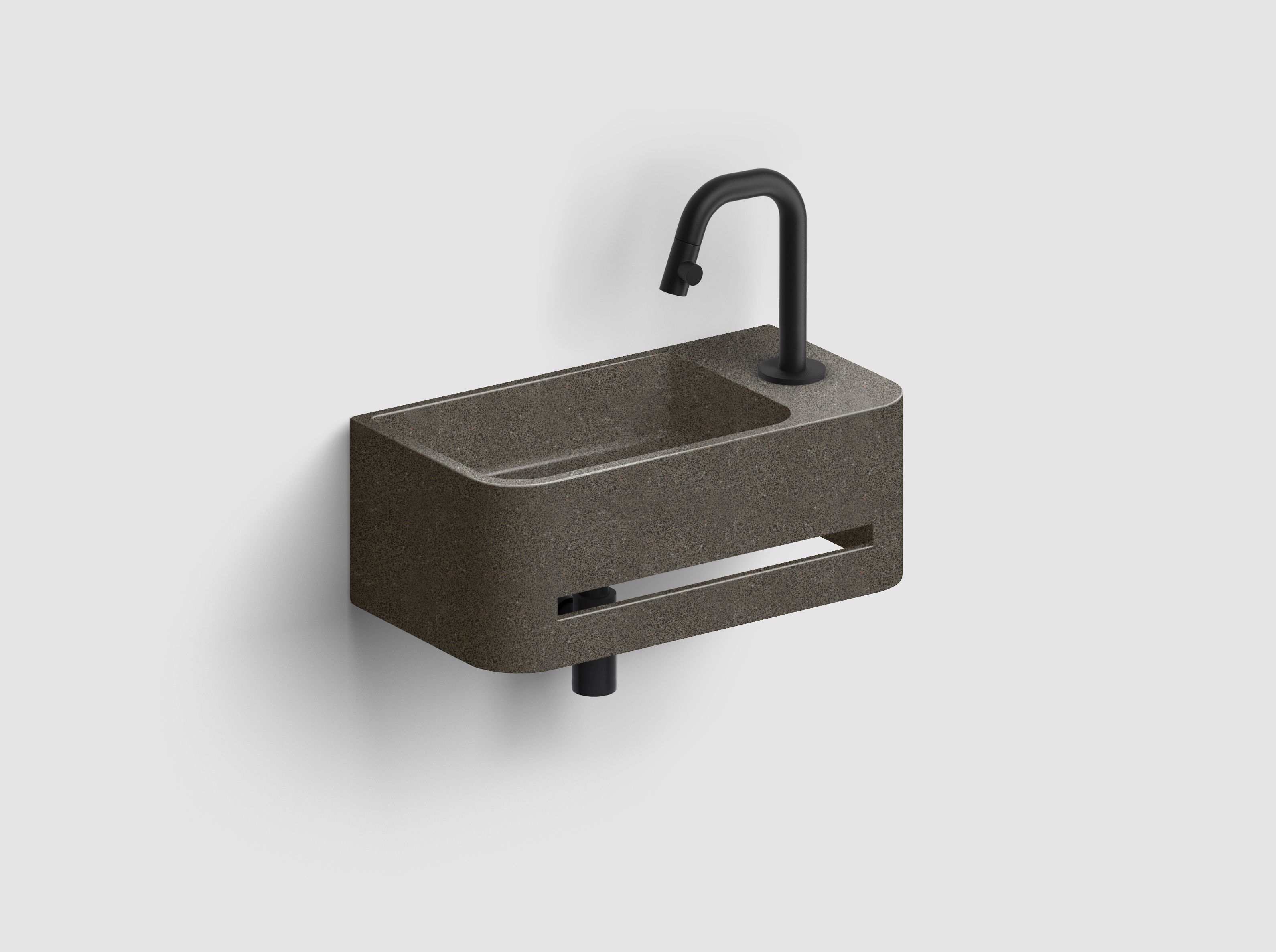 Clou InBe umywalka 43x23 cm prostokątna ścienna czarna IB/03.72030.02.01.R