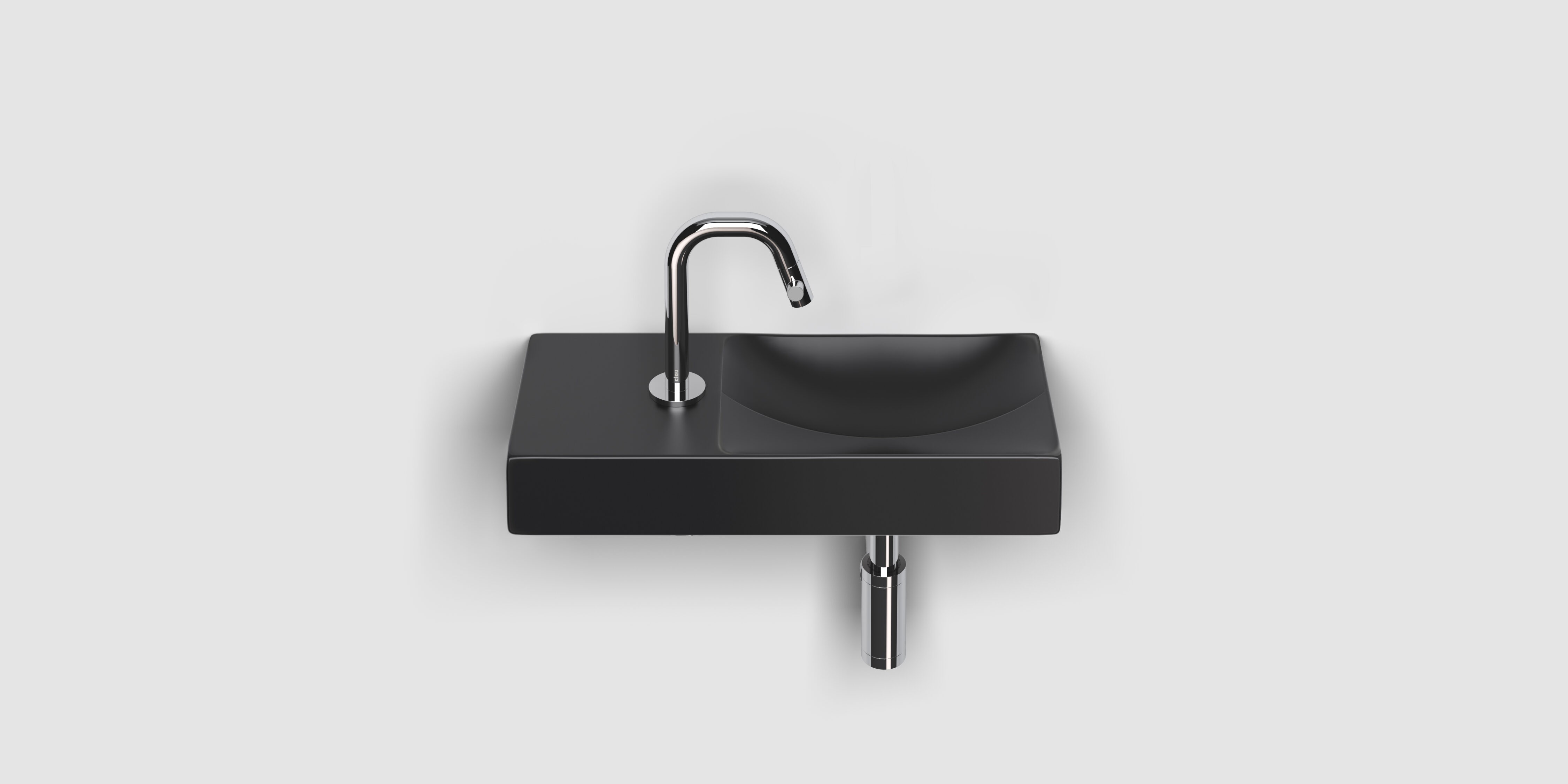 Clou Vale umywalka 45x19 cm prostokątna ścienna-nablatowa czarna CL/03.30162.01.L