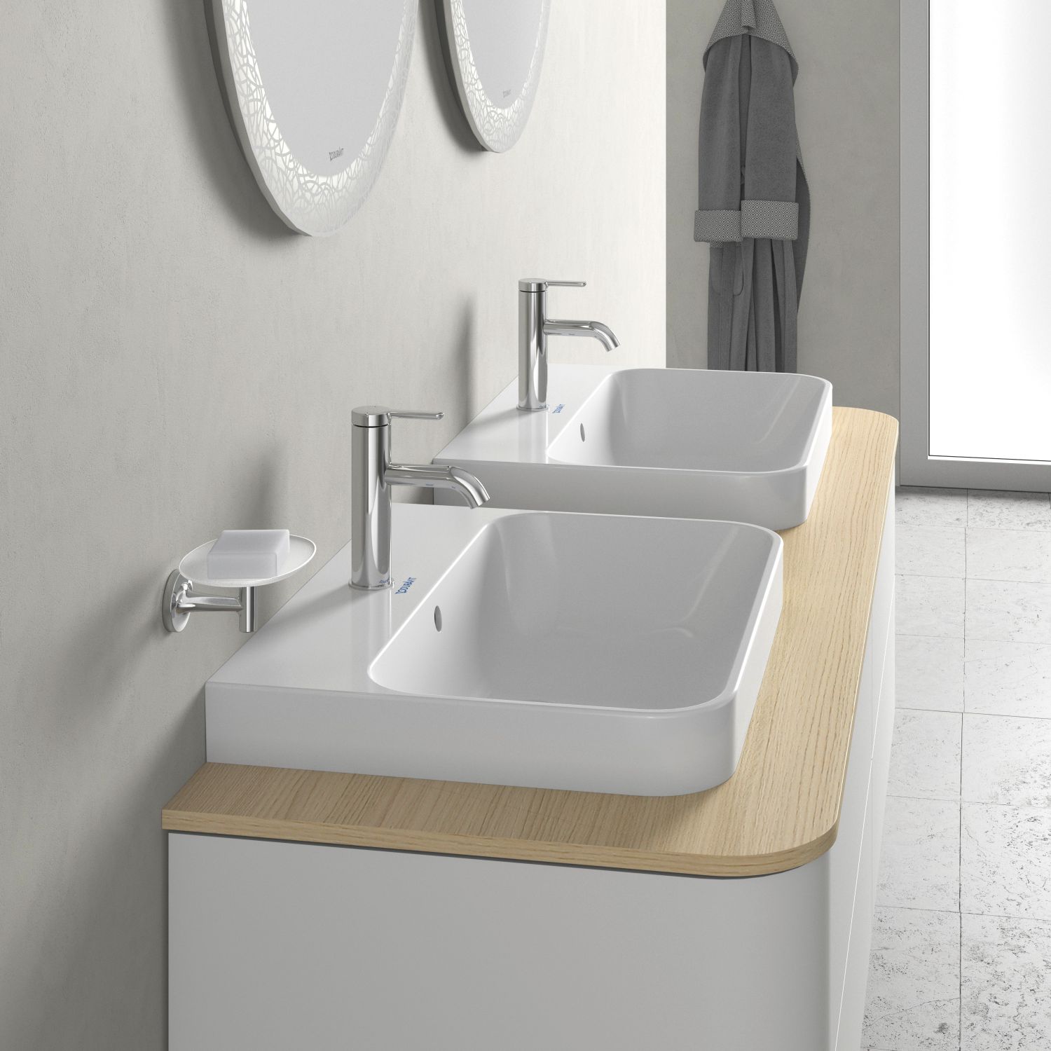 Duravit Happy D.2 Plus umywalka 60x46 cm nablatowa szlifowana półokrągła biała 2360600000