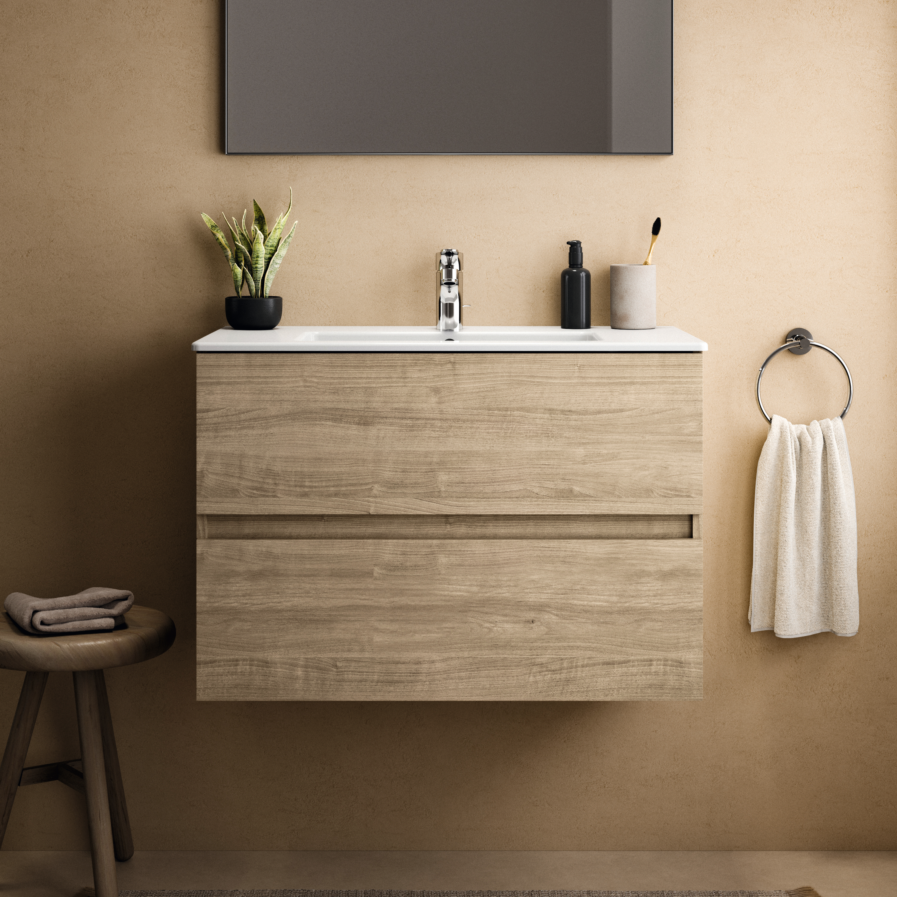 Ideal Standard Eurovit+ umywalka z szafką 80 cm dąb R0574Y8 - Wysyłka w 24h