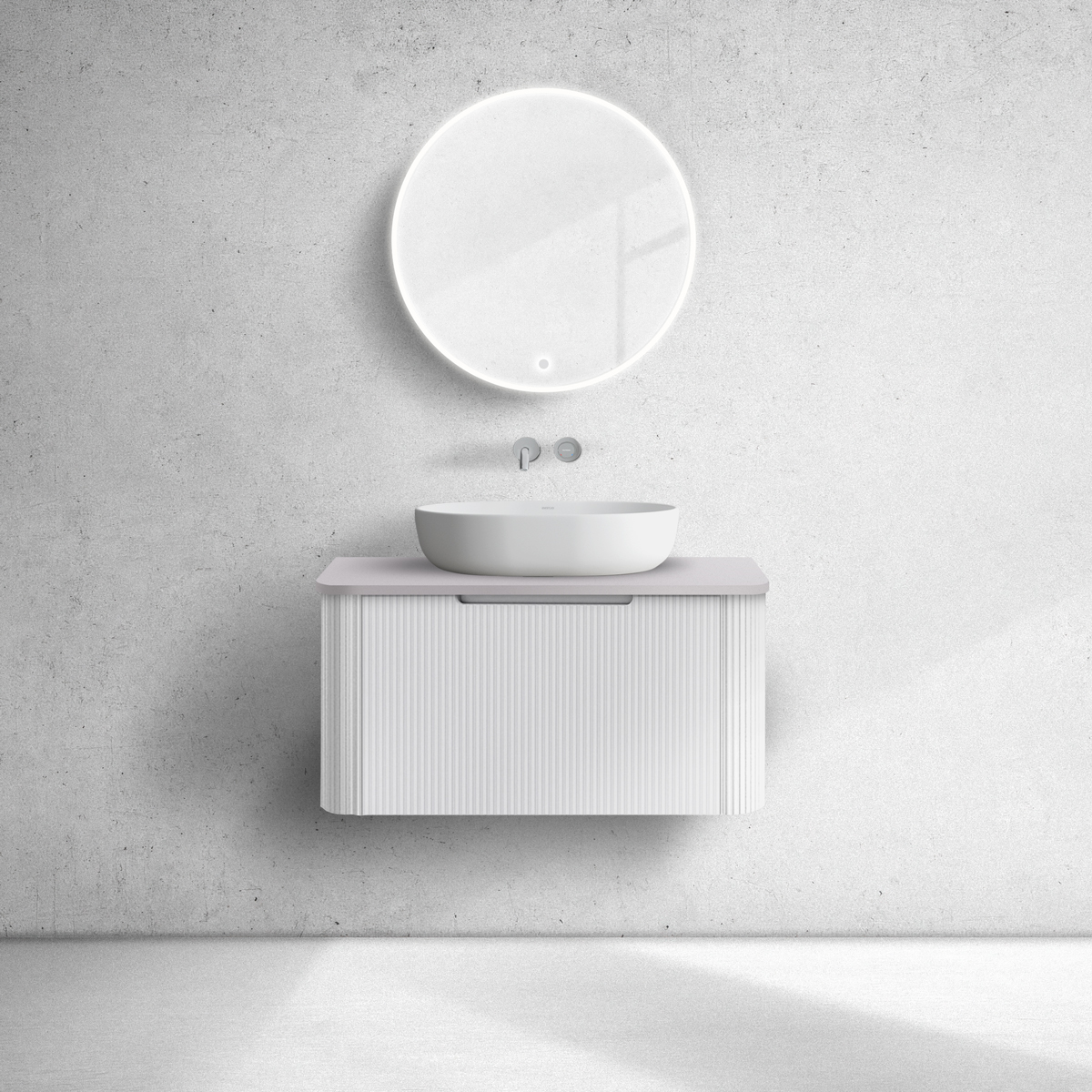 Oltens Hamnes szafka 80 cm podumywalkowa wisząca z blatem biały mat/kaszmir 68671000 - Wysyłka w 24h