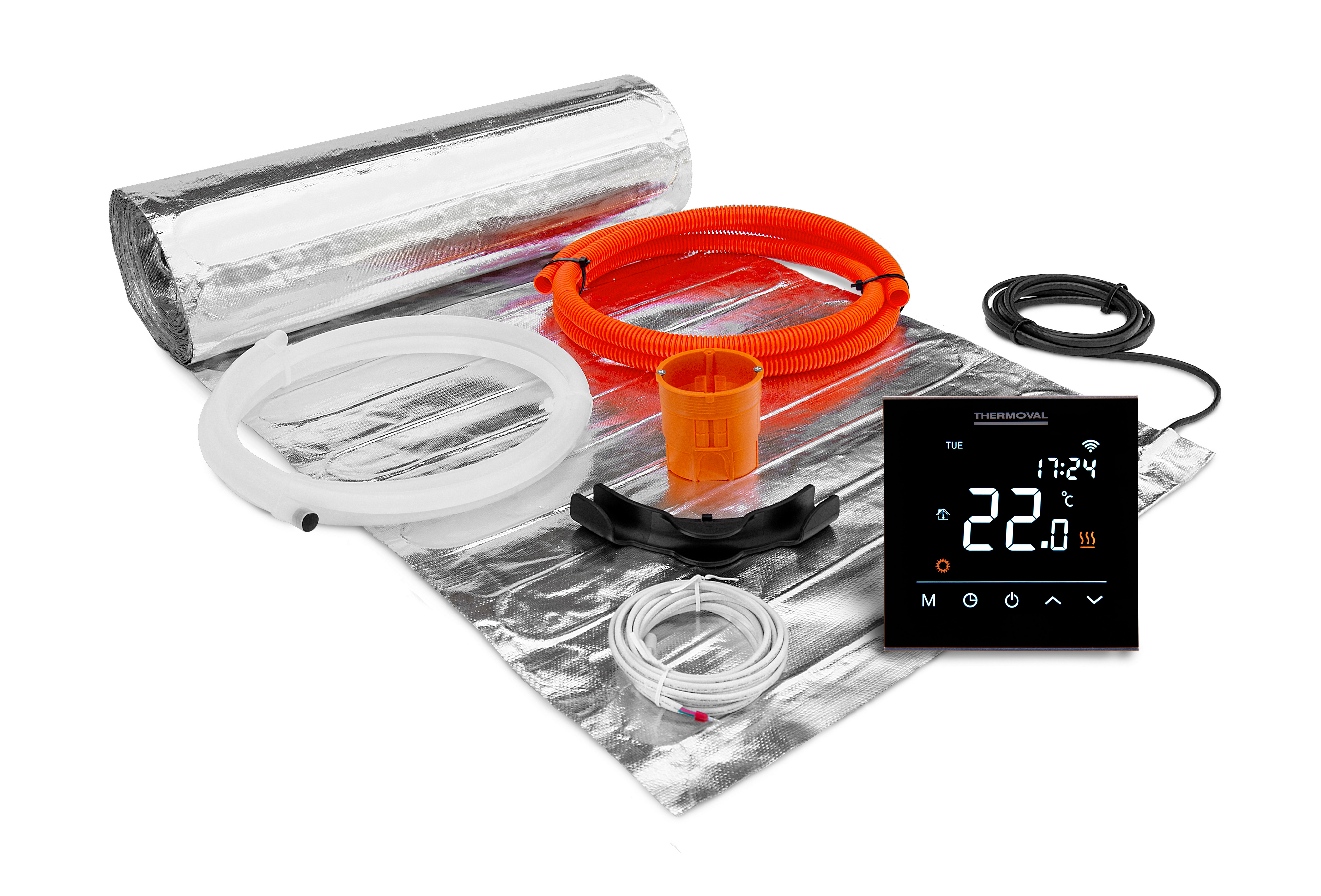 Thermoval WT 2010 mata grzewcza 8 m2 150 W/m2 z termoregulatorem TVT 30 CS WiFi czarnym