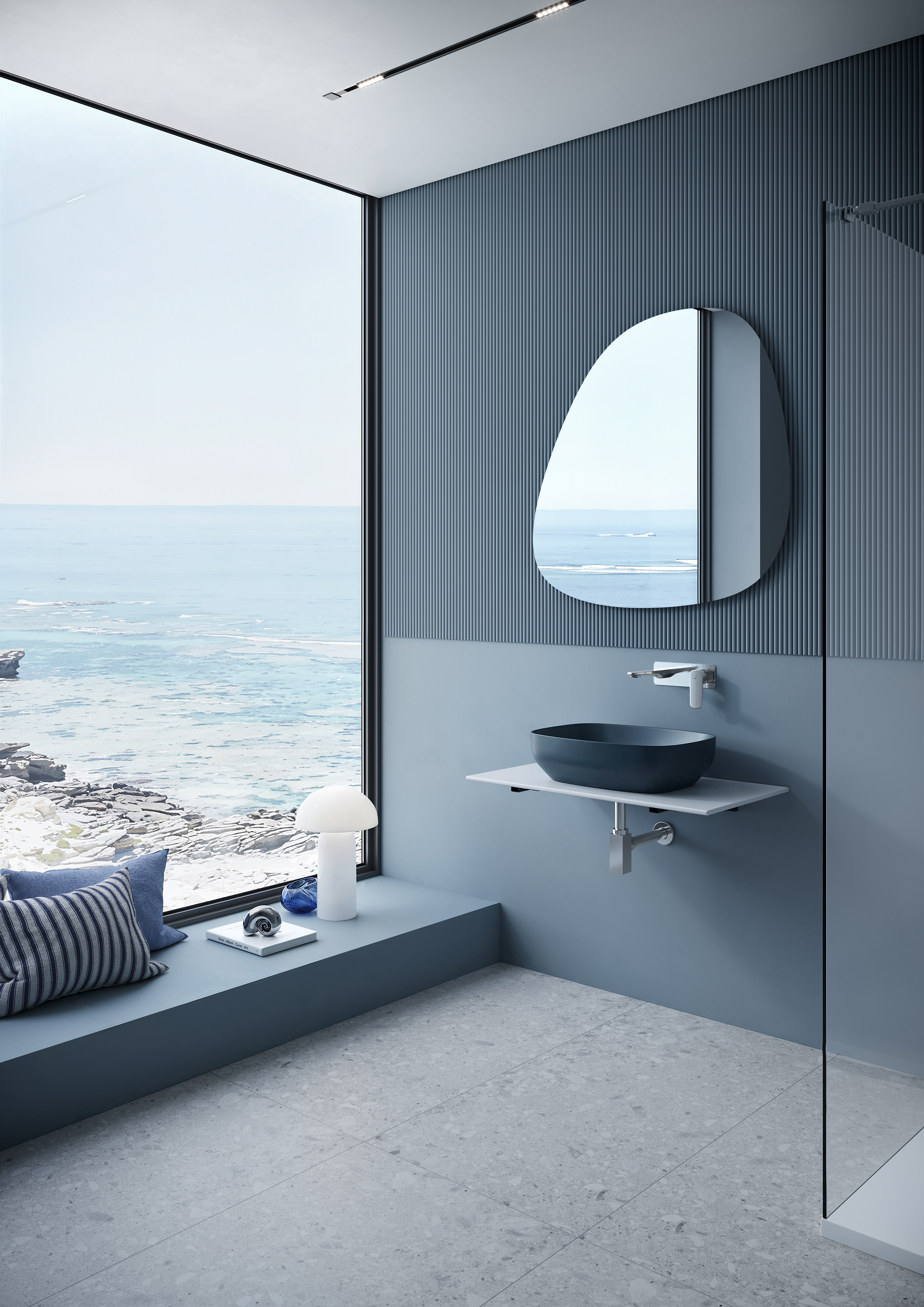 Meissen Keramik Farva umywalka 50x38,5 cm prostokątna nablatowa niebieska K712-028