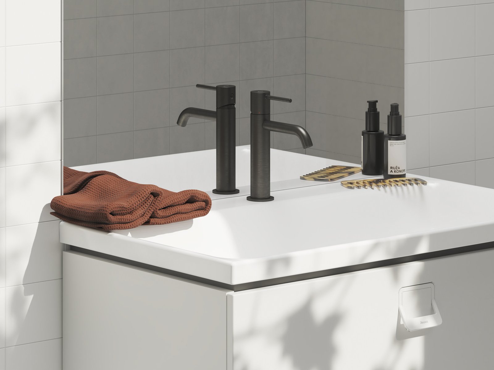 Ravak Espirit bateria umywalkowa stojąca ES 012.00 grafit szczotkowany X070310