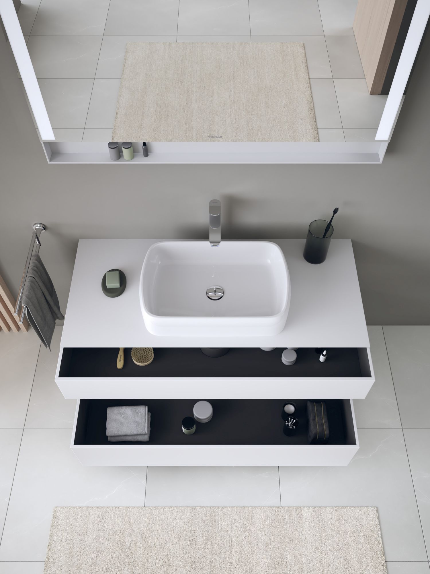 Duravit Qatego szafka 120 cm podumywalkowa wisząca biały mat/grafit QA4732049180010