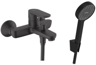 Zestaw Hansgrohe Vernis Blend bateria wannowo-prysznicowa z kompletem natryskowym czarny mat (71440670, 28052670)