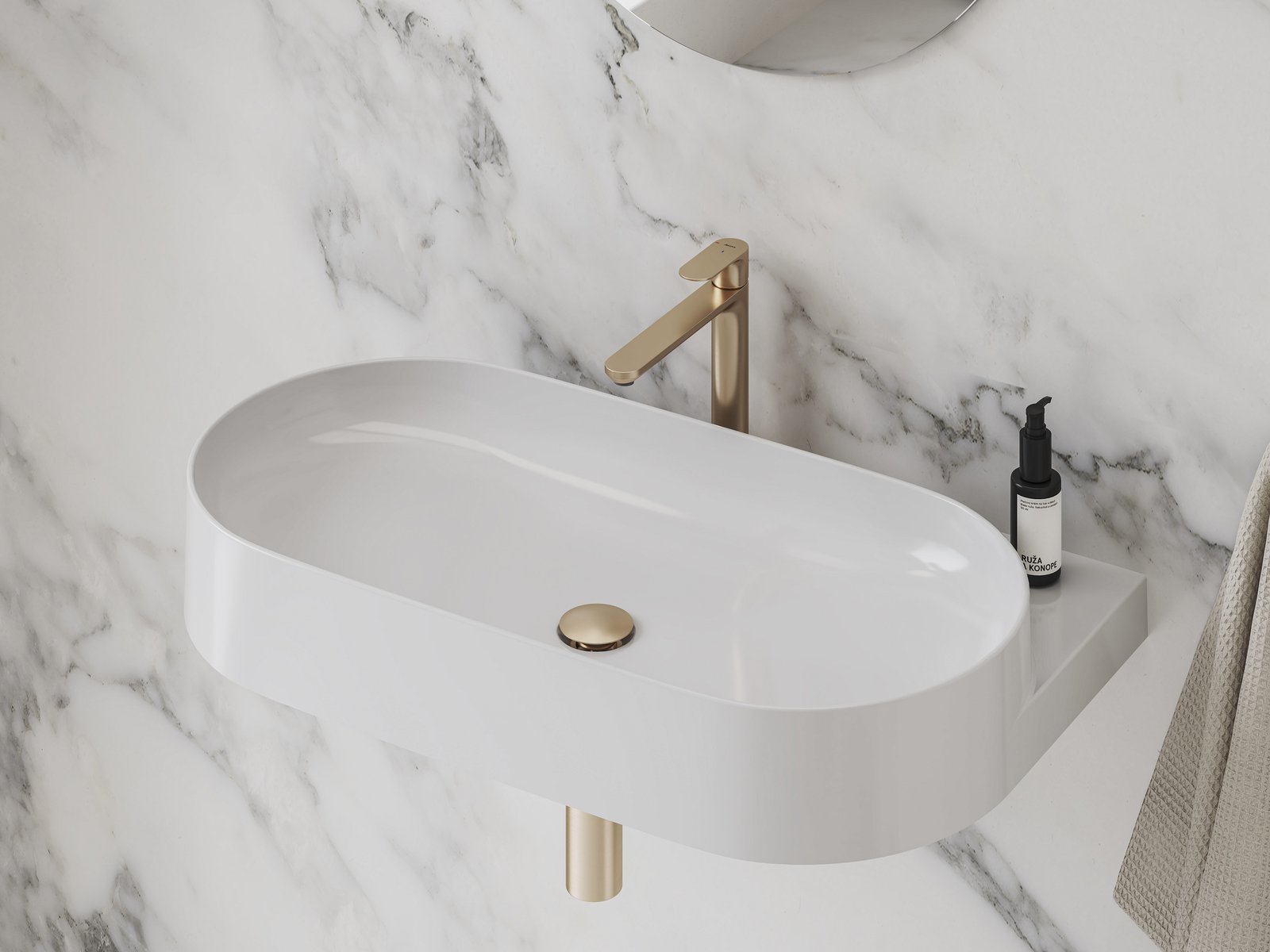 Ravak Eleganta bateria umywalkowa stojąca BeCool różowe złoto X070418