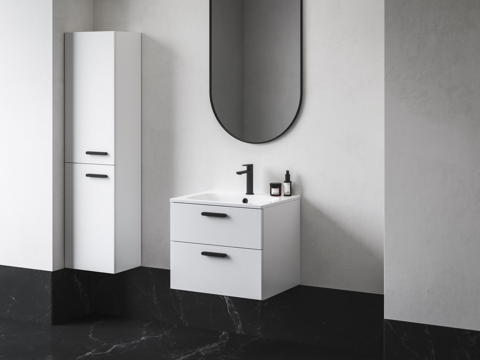 Ravak Chrome szafka SB 390 wysoka słupek lewy biały/biały uchwyt czarny X000001748