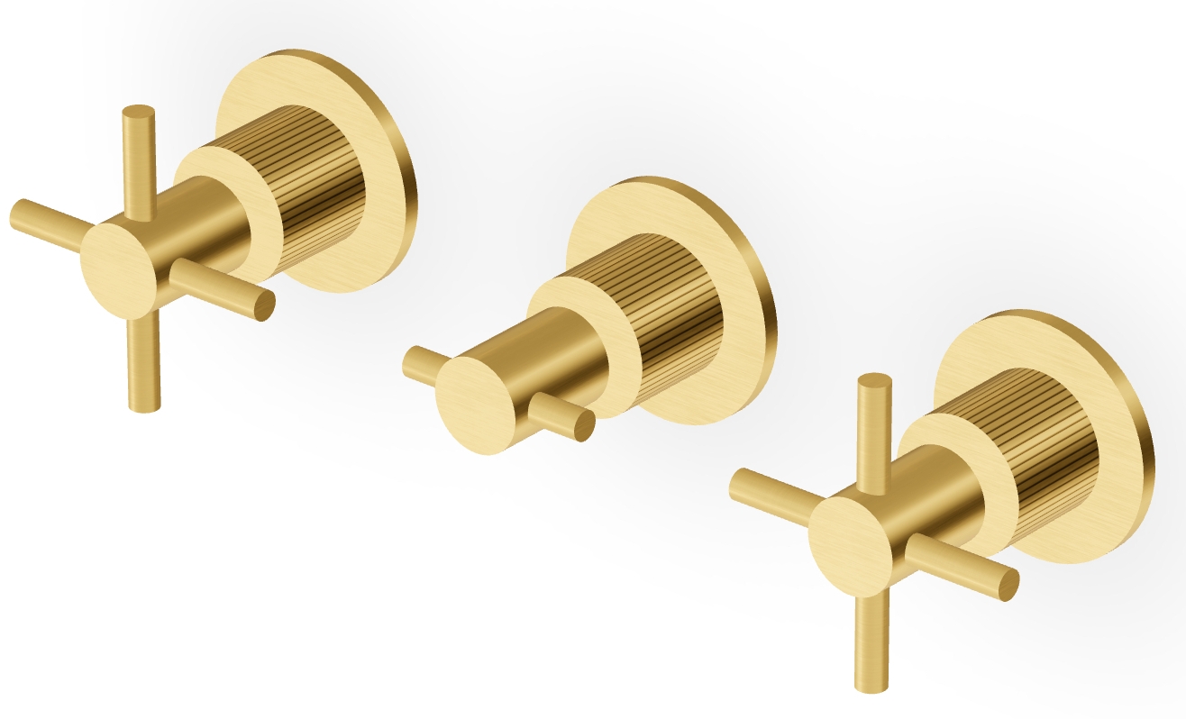 Zucchetti Helm bateria umywalkowa podtynkowa złoto szczotkowane/radełkowanie pionowe ZHM695.XP41G2
