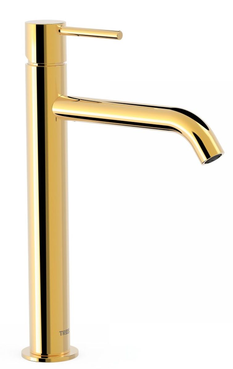 Tres Study-Tres bateria umywalkowa stojąca wysoka złoty połysk 262.307.01.OR
