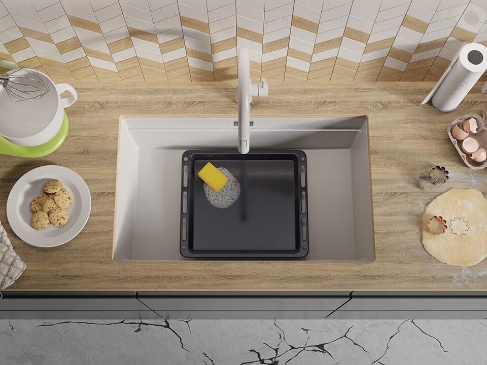 Primagran Praga zlewozmywak granitowy 72x43 cm biały O_OP8KW-001 - Wysyłka w 24h