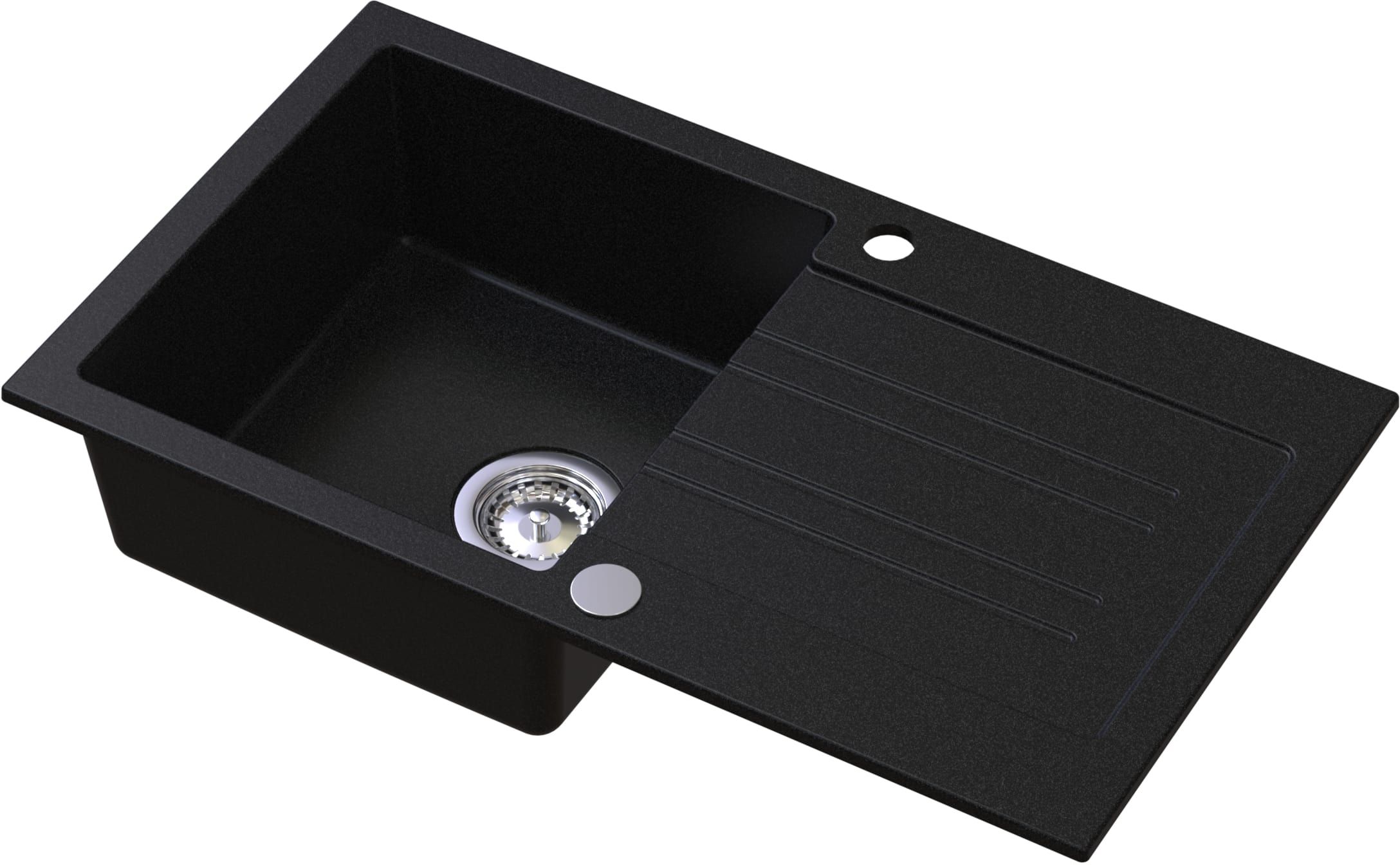 Ruvetti Pino zlewozmywak granitowy 77x44 cm czarny 3001PI_BC160_W