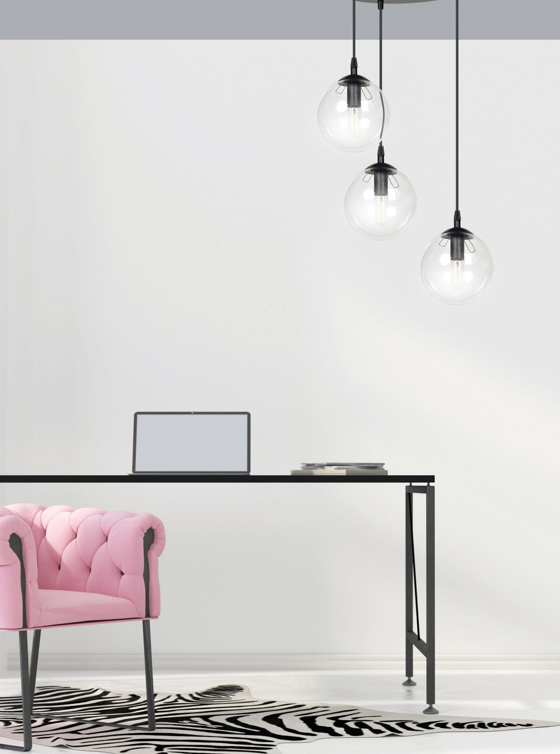 Emibig Cosmo lampa wisząca 3x10 W czarna-przezroczysta 711/3PREM