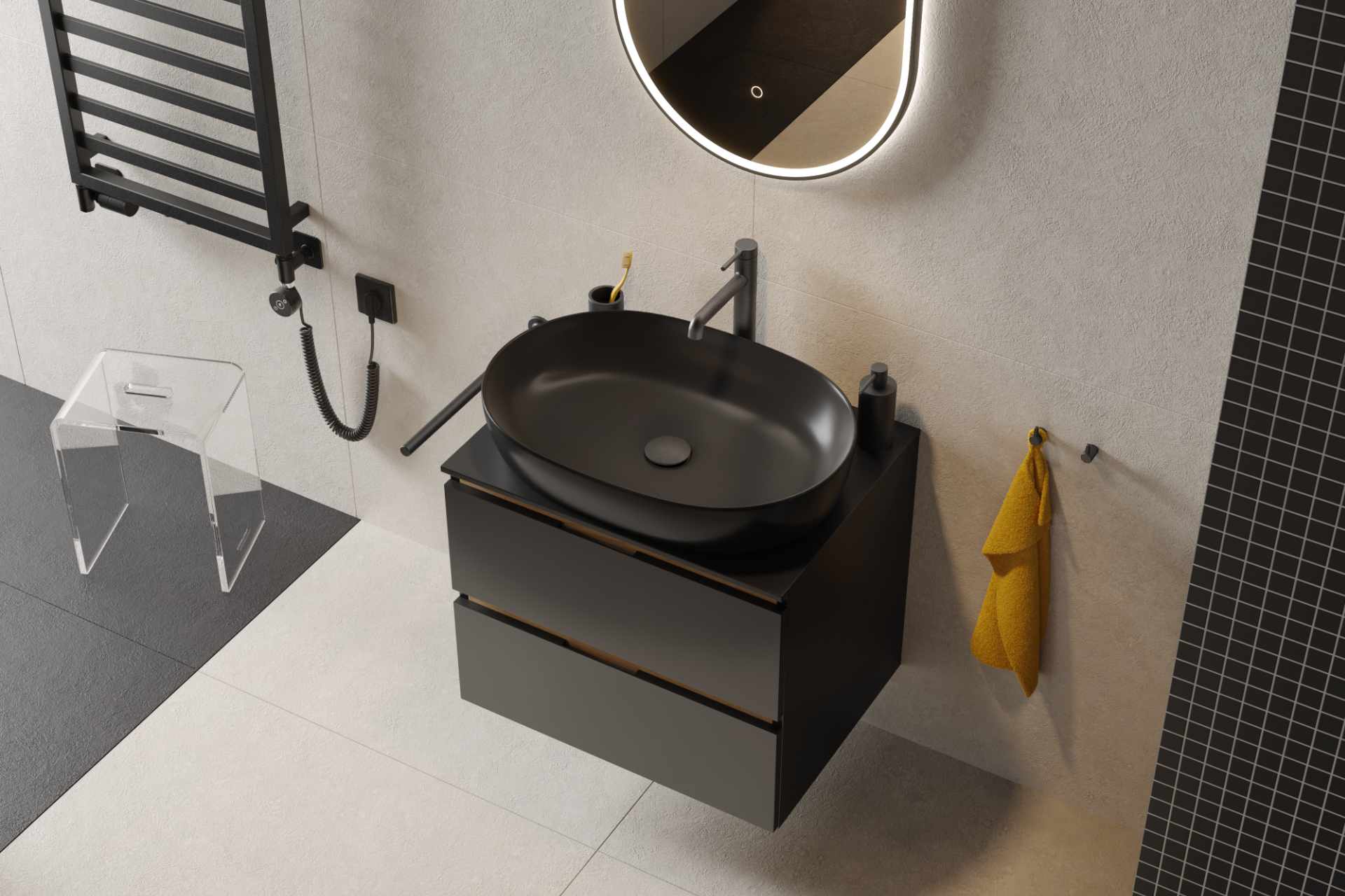 Excellent Delta Pi bateria umywalkowa stojąca złoty połysk AREX.1212GL