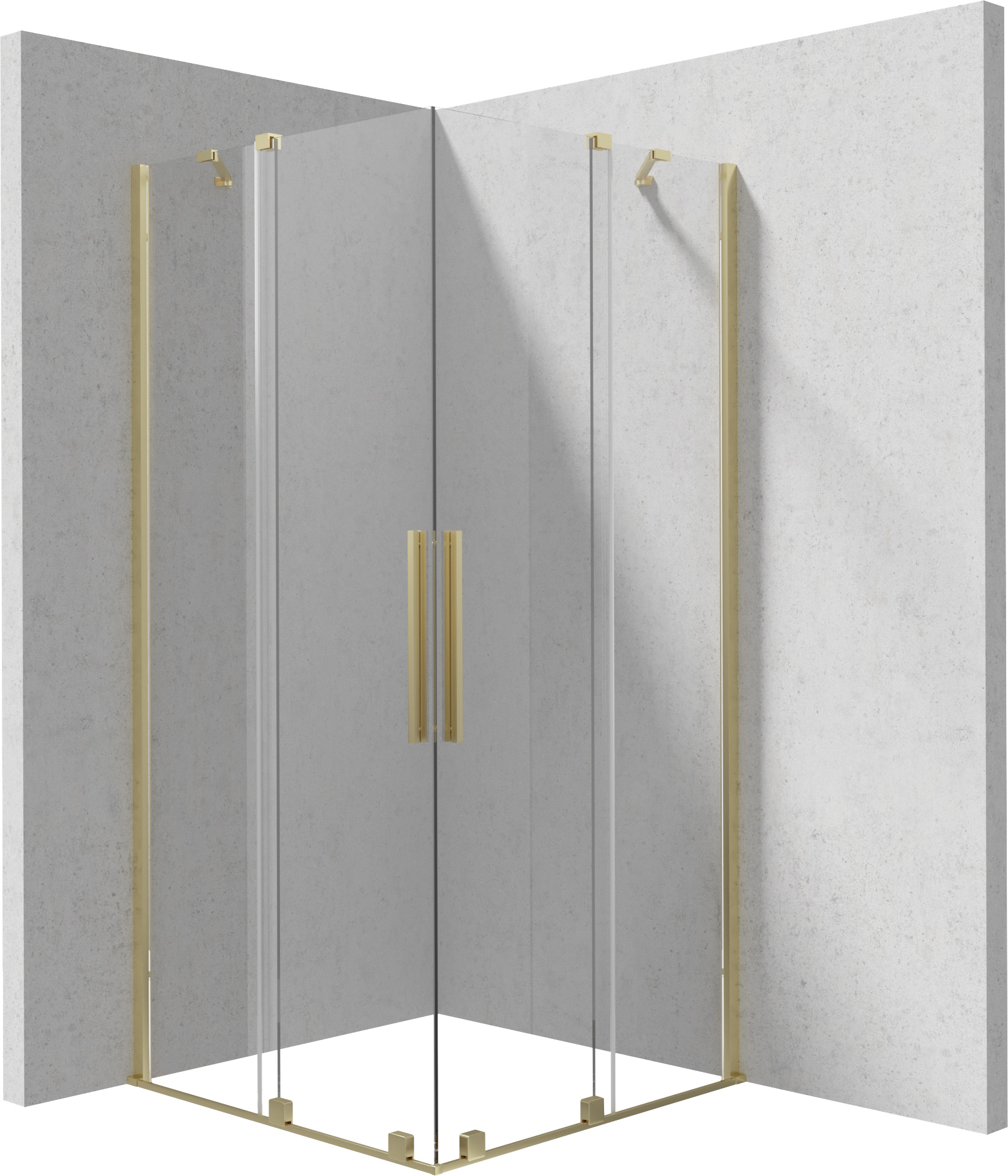Deante Kerria Plus kabina prysznicowa 90x90 cm kwadratowa złoty szczotkowany/szkło przezroczyste KPNRP09P09