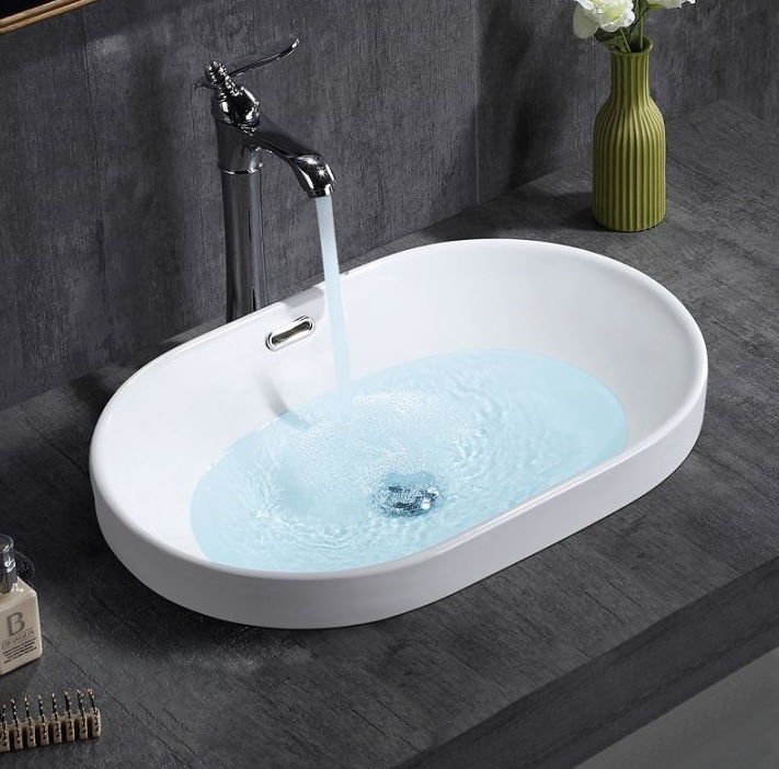 Rea Arleta umywalka 59x40,5 cm nablatowa owalna biała REA-U8700