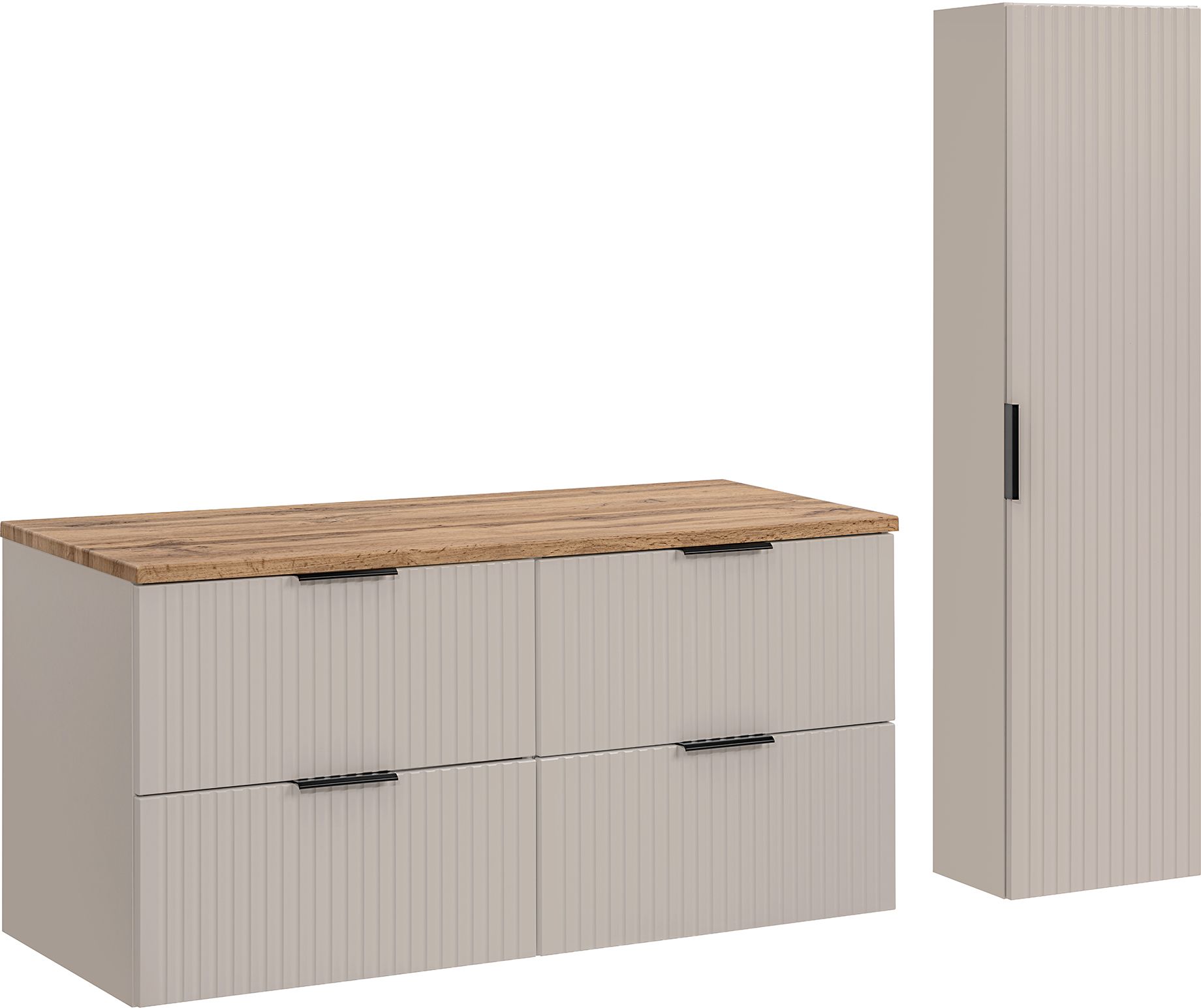 Zestaw Comad Adel Cashmere szafki 60 cm i 60 cm wiszące z blatem meblowym 120 cm i boczna wysoka kaszmir SET-ADC B WOTAN 120CM HC - Wysyłka w 24h