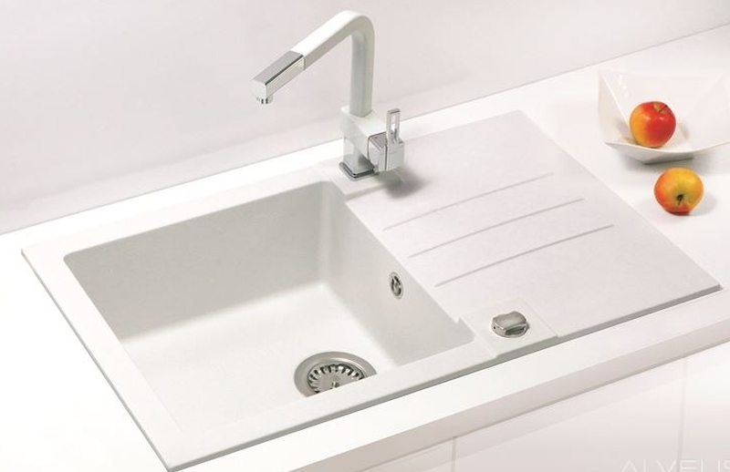 Alveus Rock zlewozmywak granitowy 78x48 cm biały 1203011