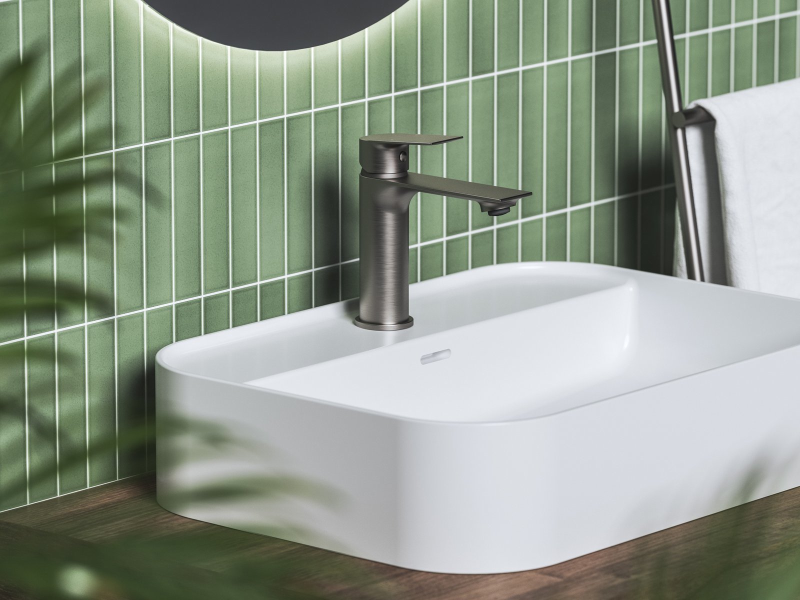 Ravak Plan bateria umywalkowa stojąca grafit szczotkowany X070652