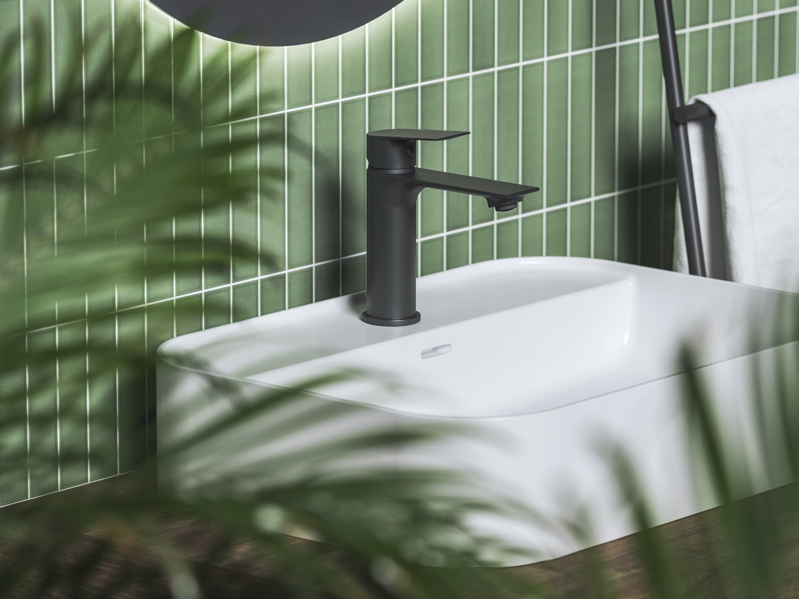 Ravak Plan bateria umywalkowa stojąca czarny mat X070512