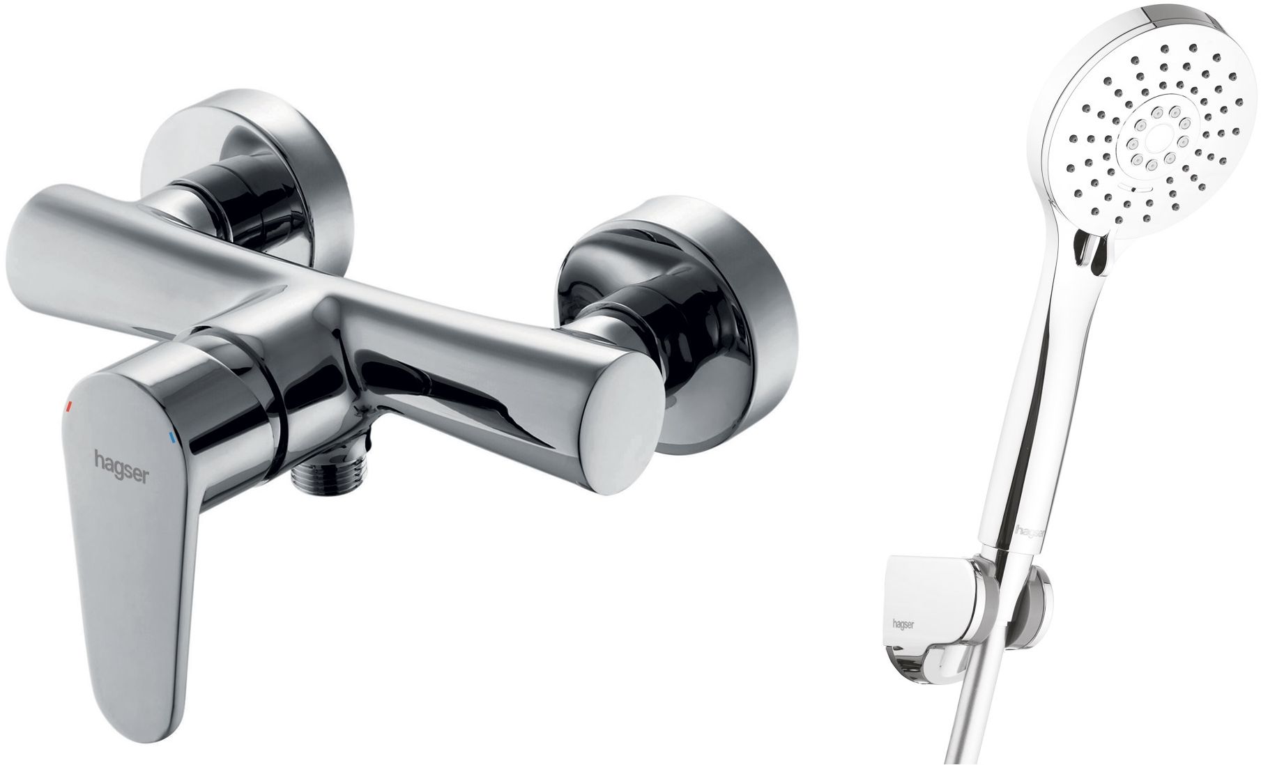 Zestaw Hagser Della bateria prysznicowa ścienna z kompletem natryskowym Tina Birgit chrom HGR73000036 - Wysyłka w 24h