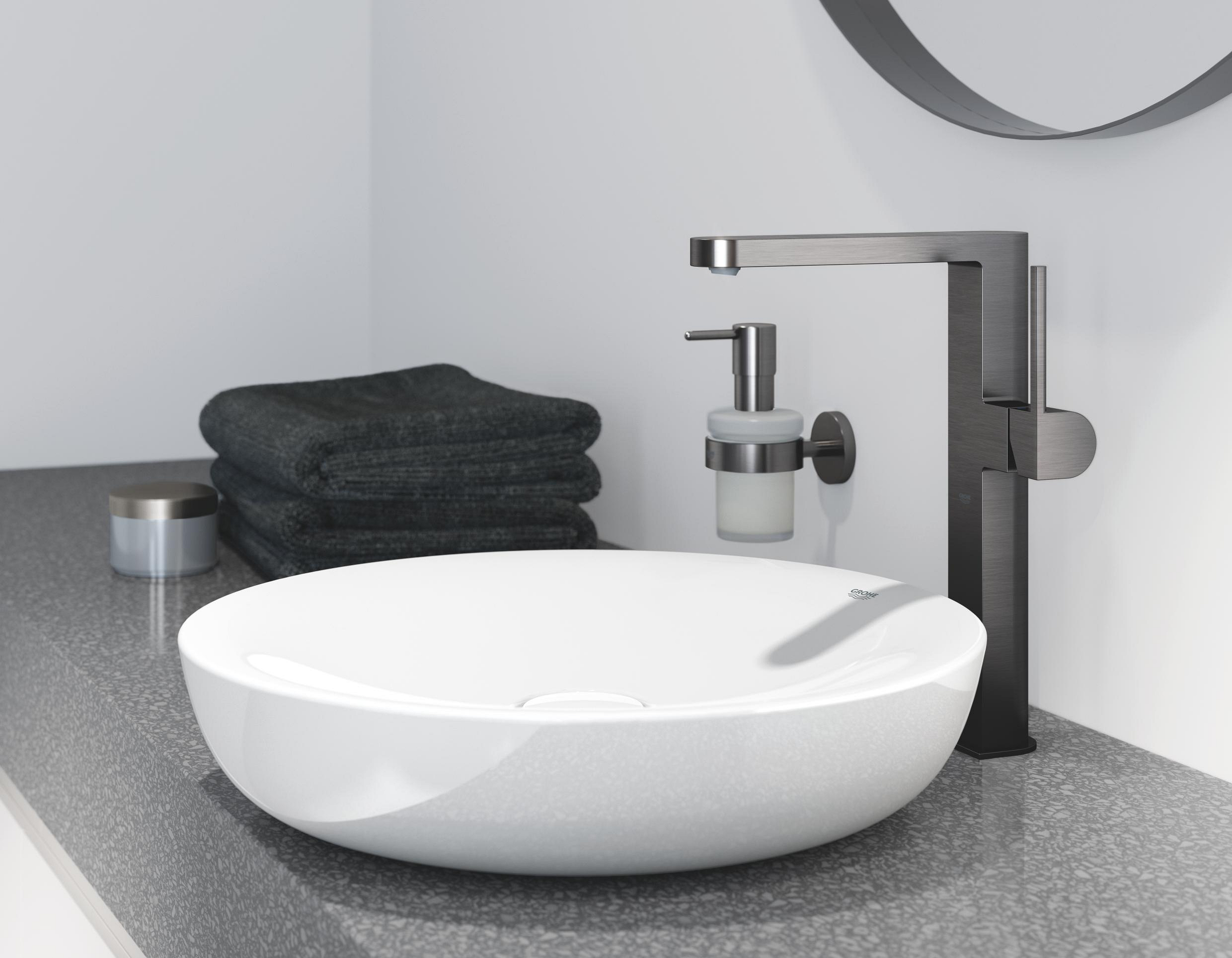 Grohe Plus bateria umywalkowa stojąca Brushed Hard Graphite 32618AL3