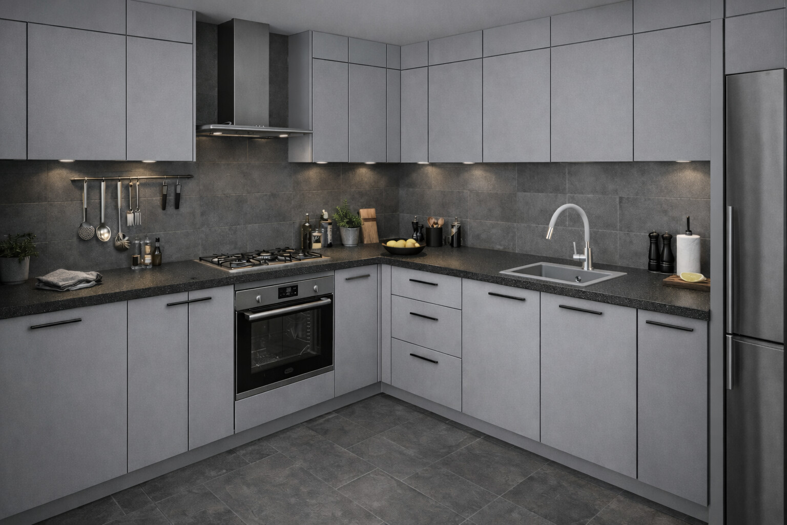 Ruvetti Ditto zlewozmywak granitowy 49x45 cm szary 3001D_GR50_W