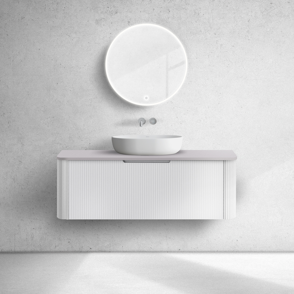 Oltens Hamnes szafka 120 cm podumywalkowa wisząca z blatem biały mat/kaszmir 68679000 - Wysyłka w 24h