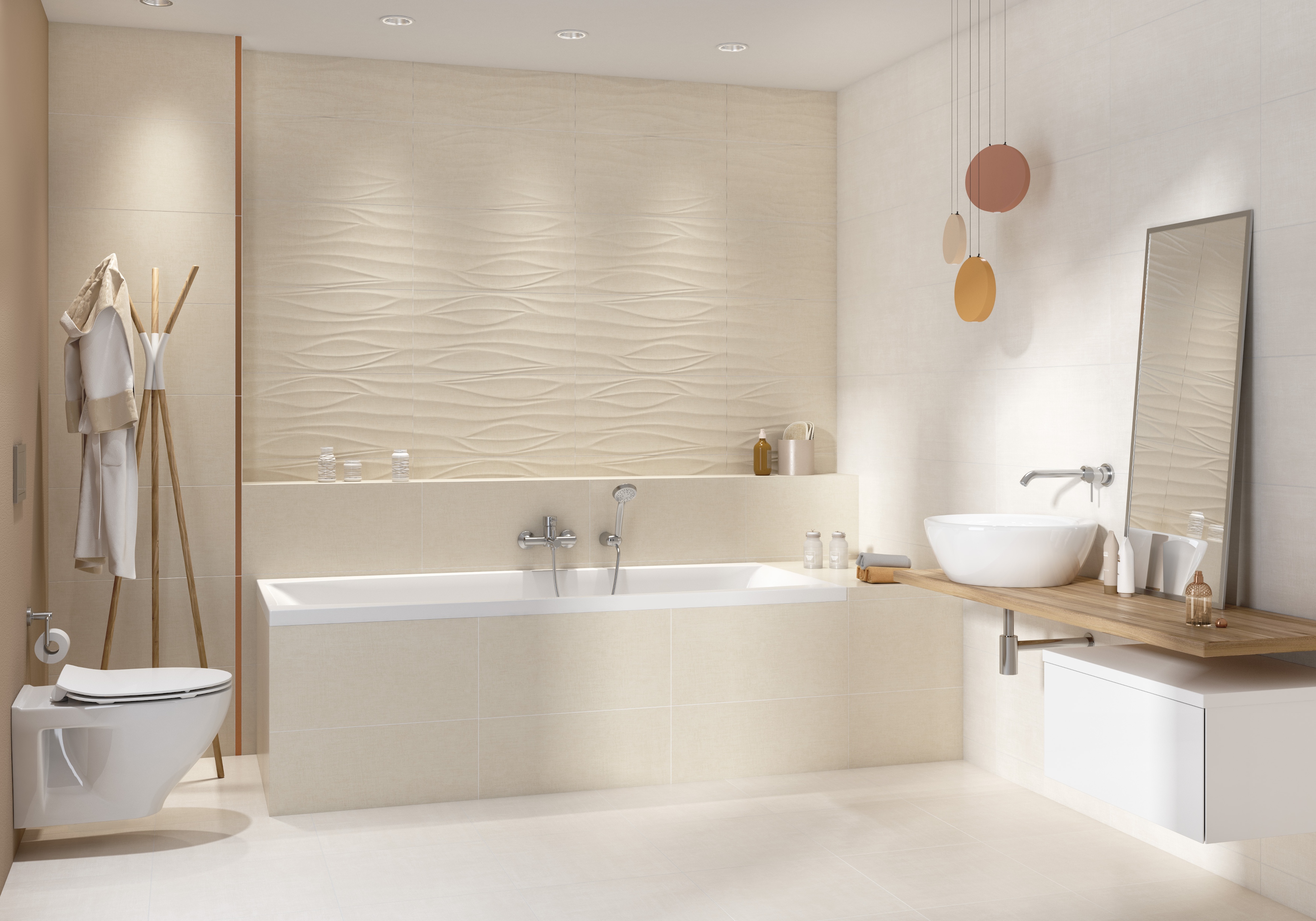 Cersanit Shiny Textile PS810 cream satin płytka ścienna 29,8x59,8 cm kremowy satynowy