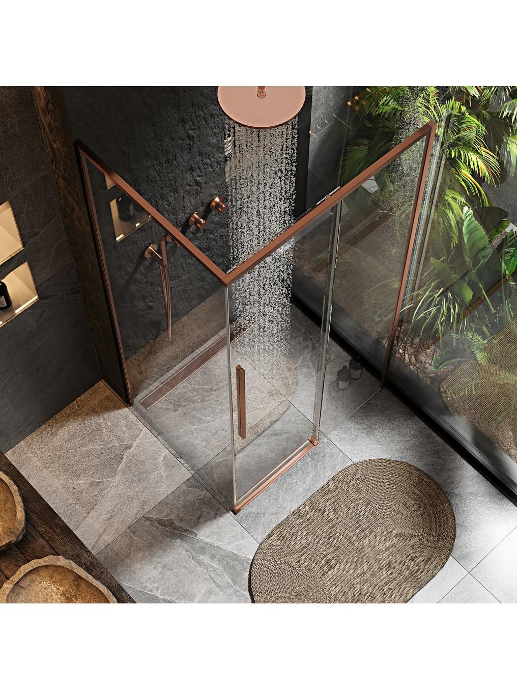 Rea Solar Brush Copper kabina prysznicowa 100x80 cm prostokątna miedź mat/szkło przezroczyste REA-K9513 - Wysyłka w 24h