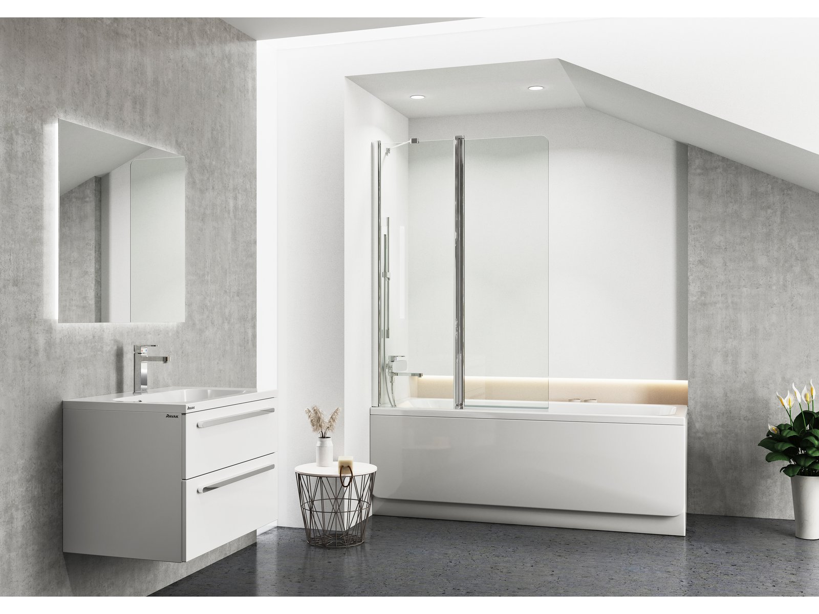 Ravak Oblong lustro 60x70 cm prostokątne z oświetleniem X000001562