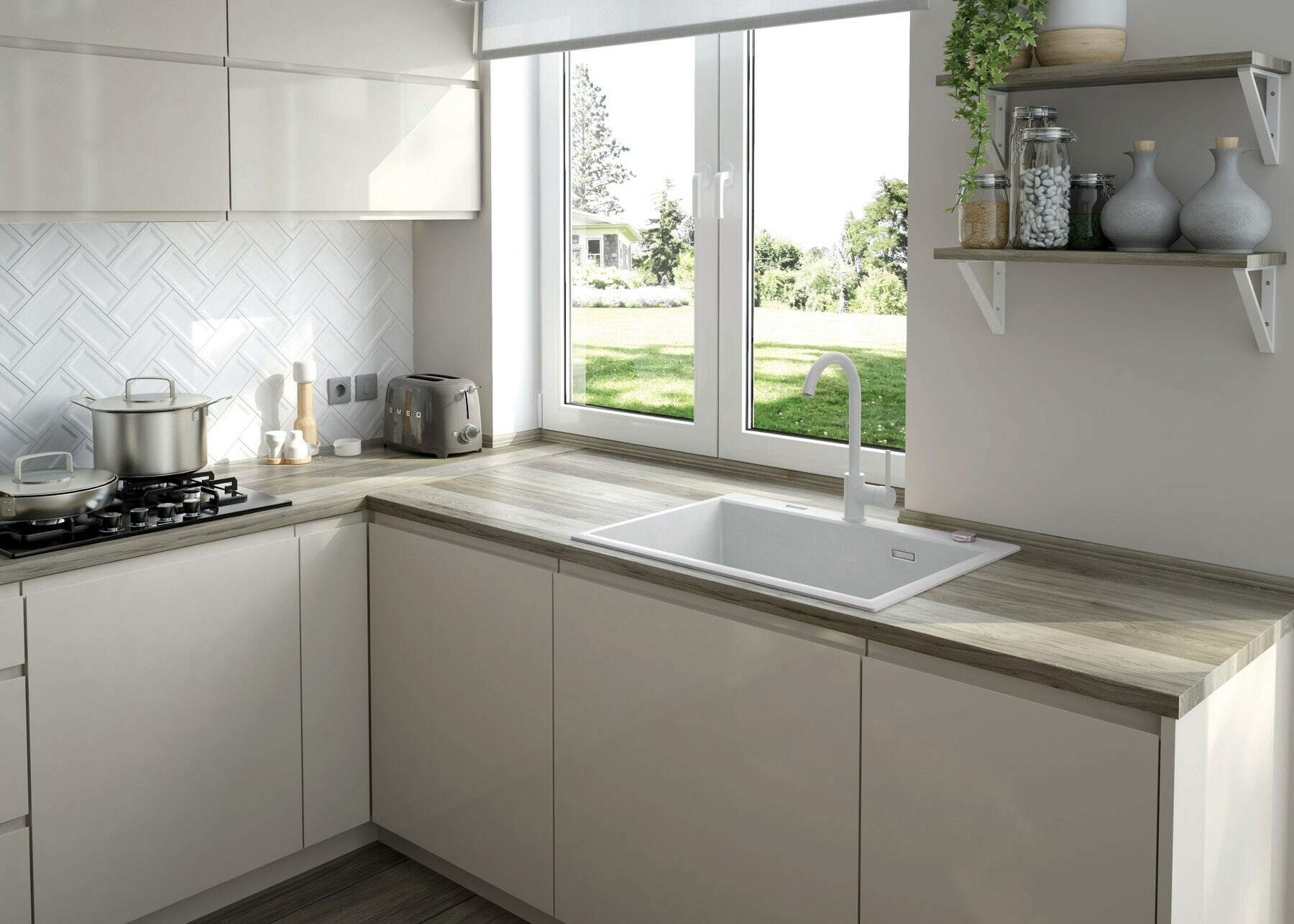 Deante Eridan zlewozmywak granitowy 70x52 cm biały ZQE_A103