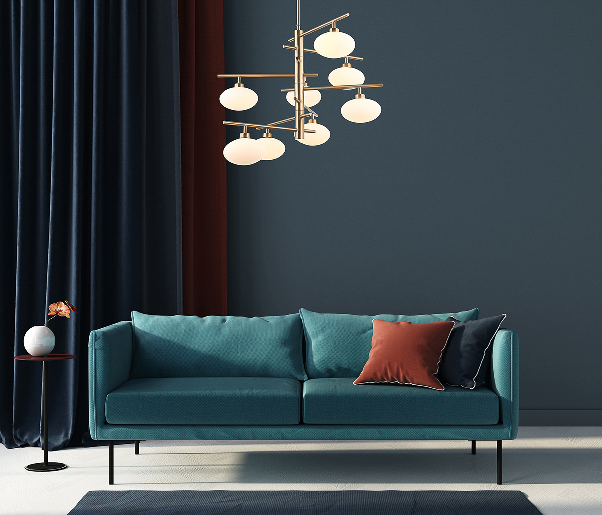 Italux Fiorenzo lampa wisząca 8x25 W biała-mosiądz MDM3661-8 BRO+W