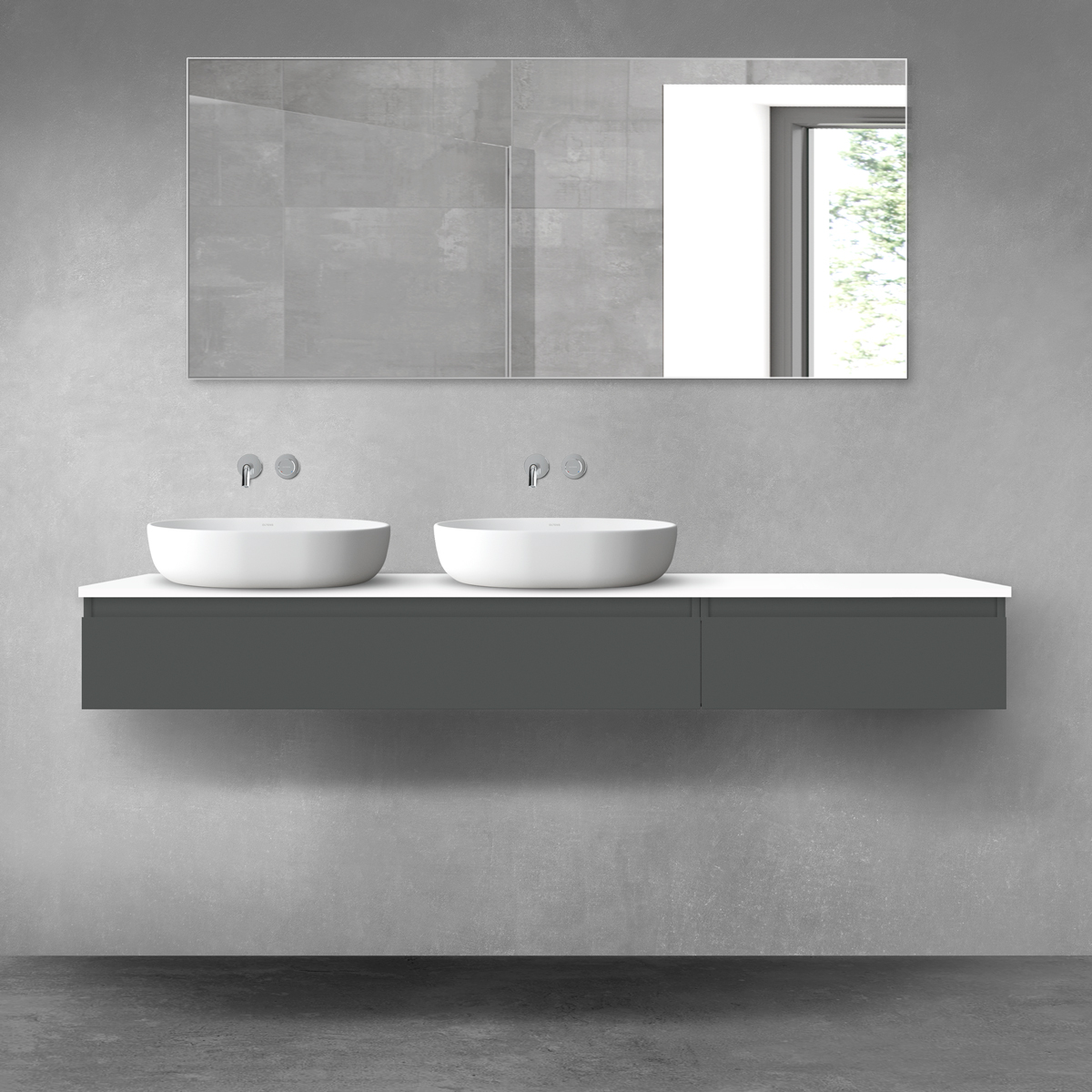 Oltens Vernal zestaw mebli łazienkowych 180 cm z blatem grafit mat/biały połysk 68610400 - Wysyłka w 24h