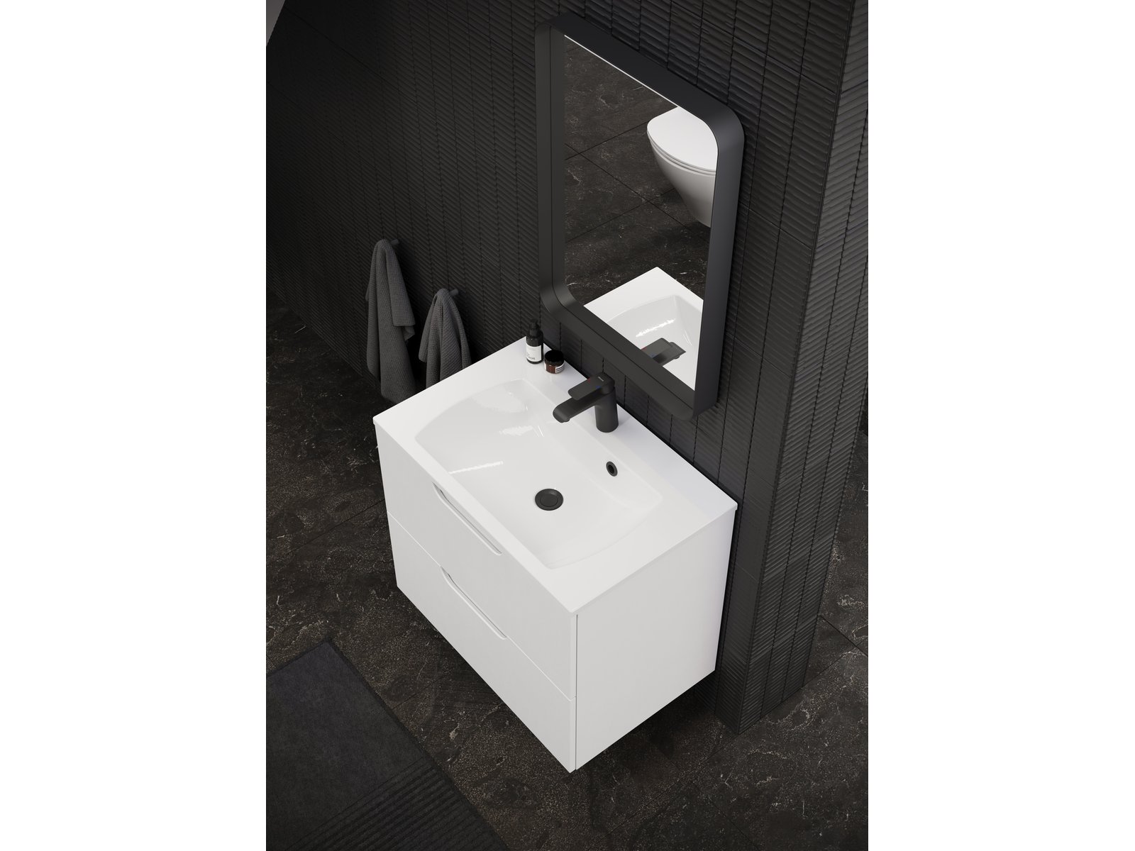 Ravak Strip lustro 90,6x70,6 cm prostokątne z oświetleniem czarny X000001572