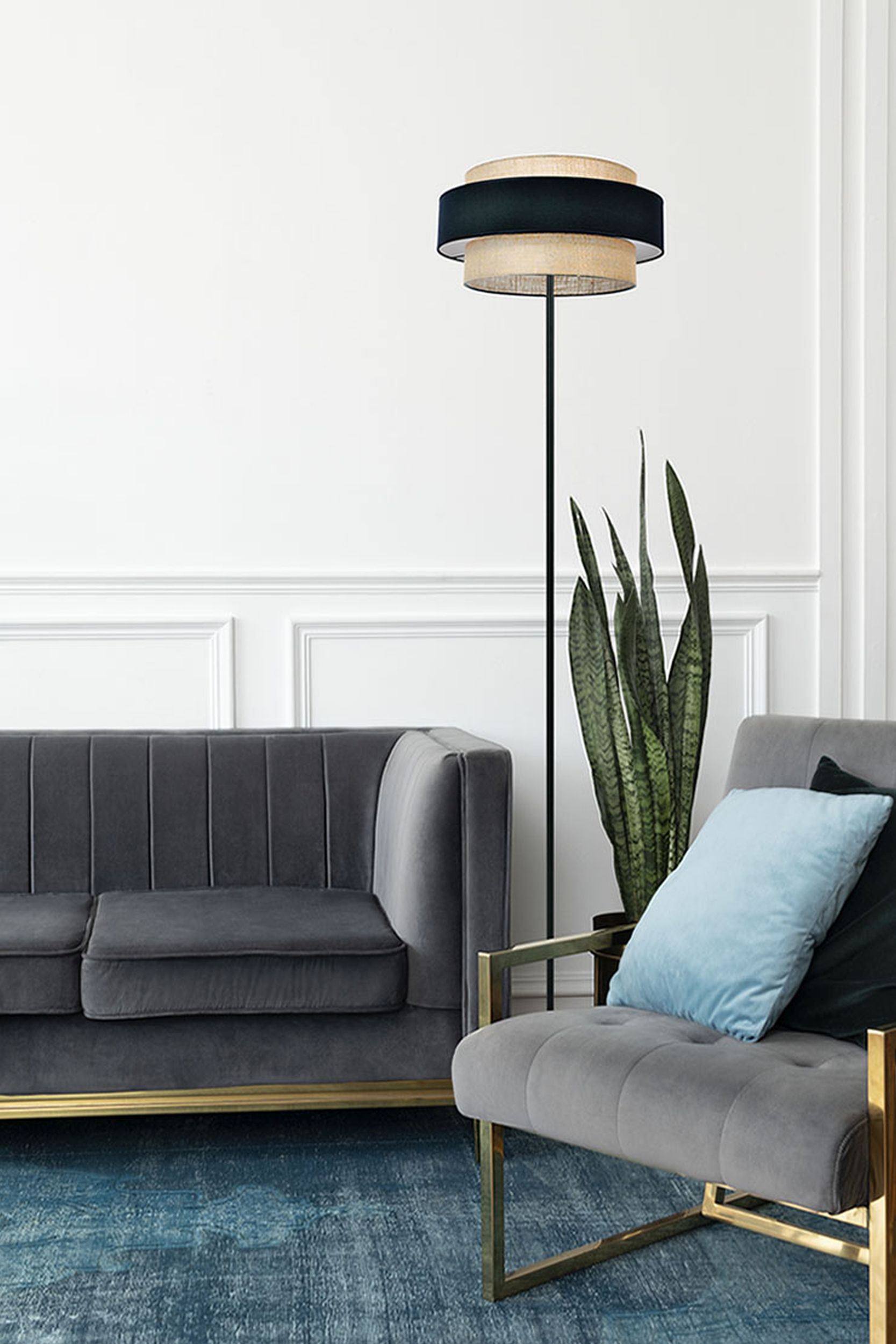 Kaja Gato lampa stojąca 1x40W czarny/beżowy K-5235