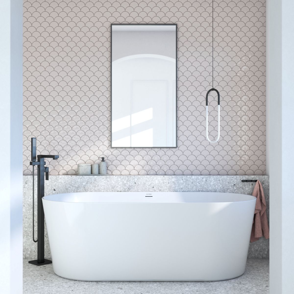 Oltens Gota bateria wannowo-prysznicowa wolnostojąca czarny mat 34301300 - Wysyłka w 24h