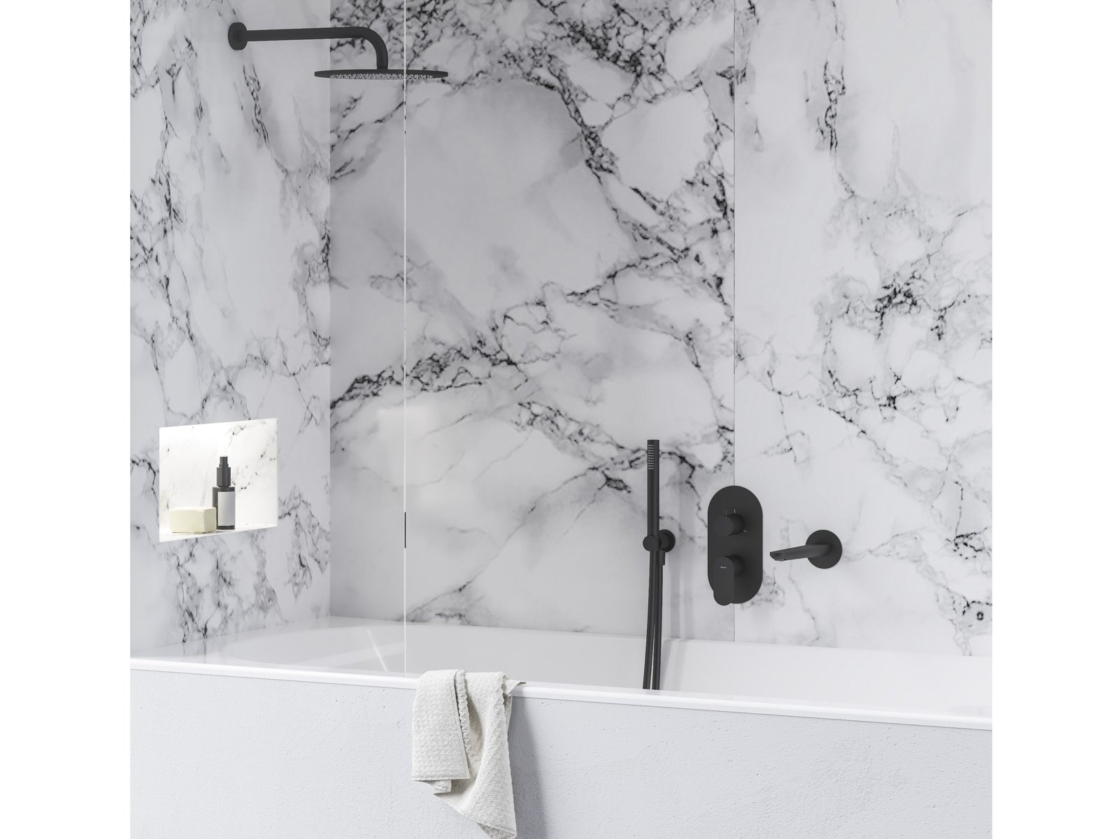 Ravak Eleganta bateria wannowo-prysznicowa podtynkowa z termostatem czarny mat X070297