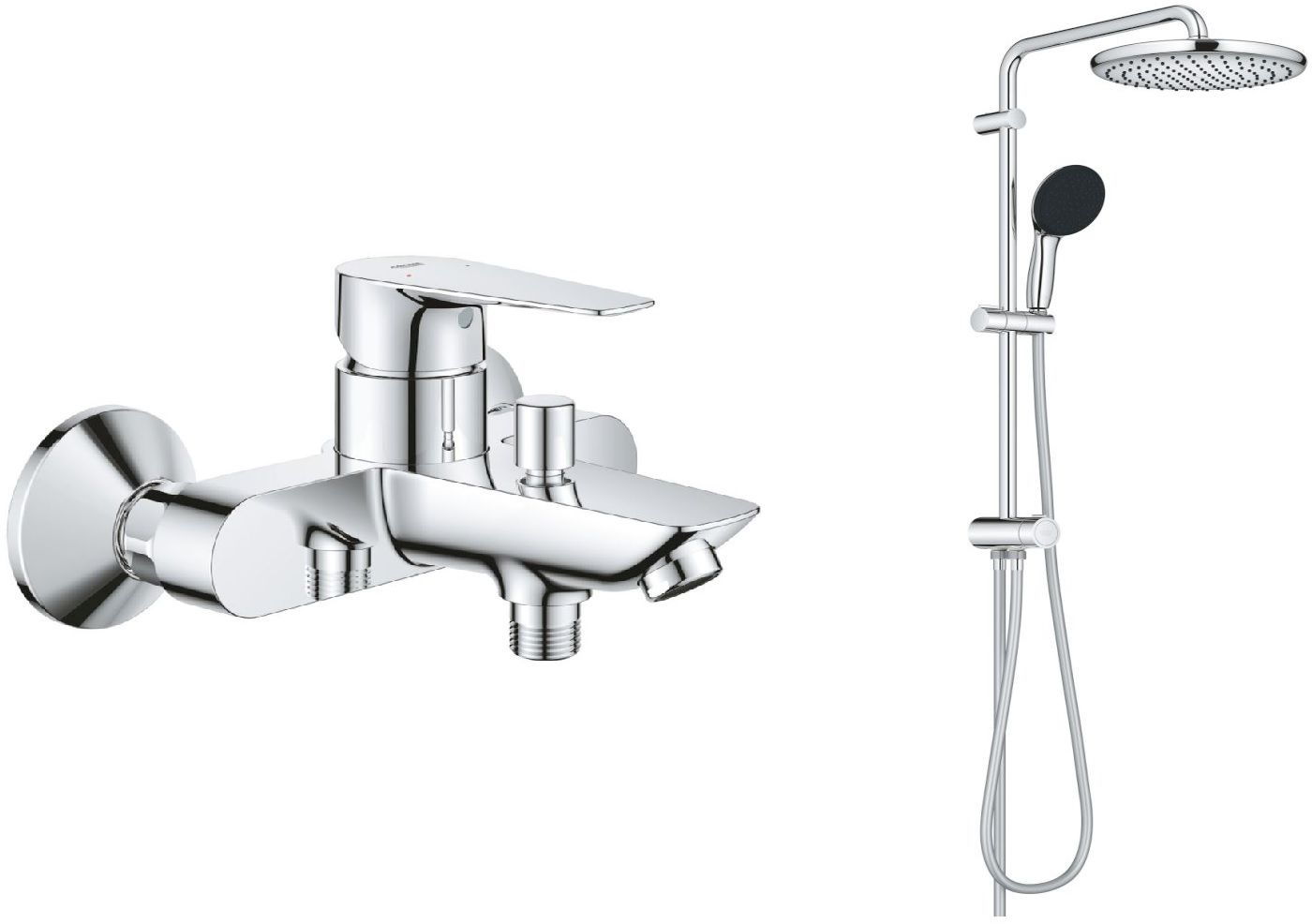 Grohe Vitalio Start System 250 zestaw prysznicowy ścienny z deszczownicą i bateria bateria wannowo-prysznicowa ścienna chrom ( 26680001, ... - Wysyłka