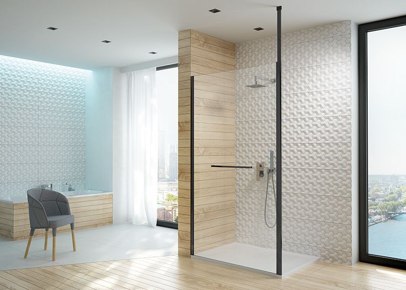 Sanplast Altus PI/ALTIIa Walk-In ścianka prysznicowa 140 cm czarny mat/szkło grafitowe 600-121-2581-59-491