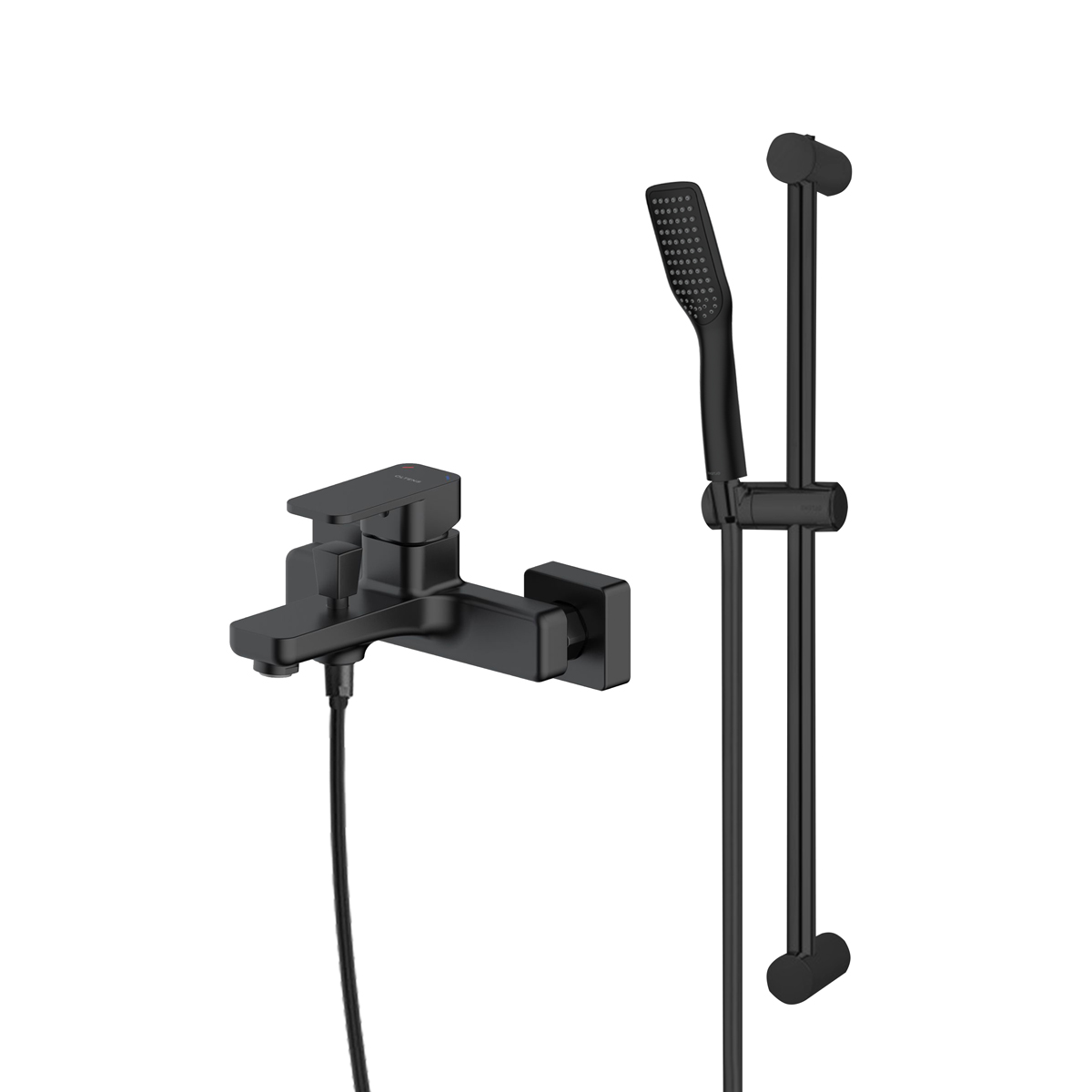 Zestaw Oltens Hadsel bateria wannowo-prysznicowa ścienna z kompletem natryskowym Tinde Alling czarny mat 36058300 - Wysyłka w 24h