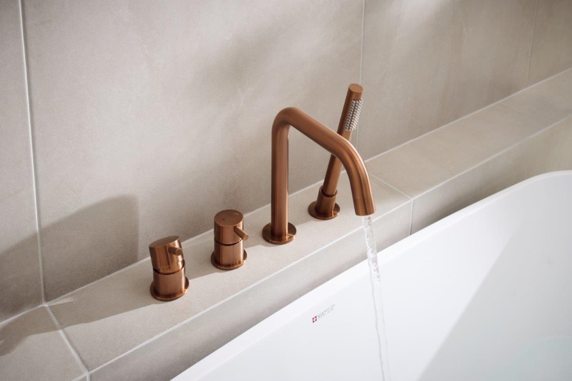 KFA Armatura Moza Rose Gold bateria wannowo-prysznicowa nawannowa różowe złoto szczotkowane 5035-210-34