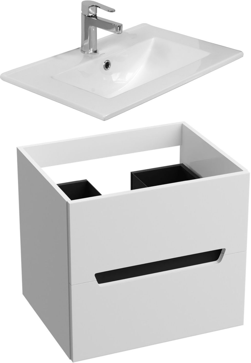 LaVita Kansas umywalka z szafką 60 cm zestaw meblowy biały/czarny (5900378314424, 5908211416168)