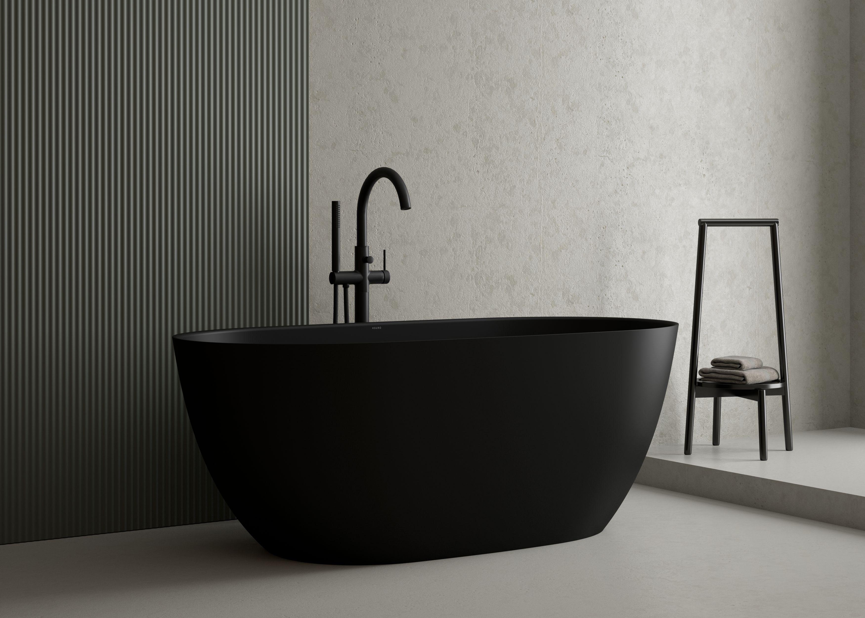Ksuro 01 bateria wannowo-prysznicowa wolnostojąca czarny mat 13003030 - Wysyłka w 24h