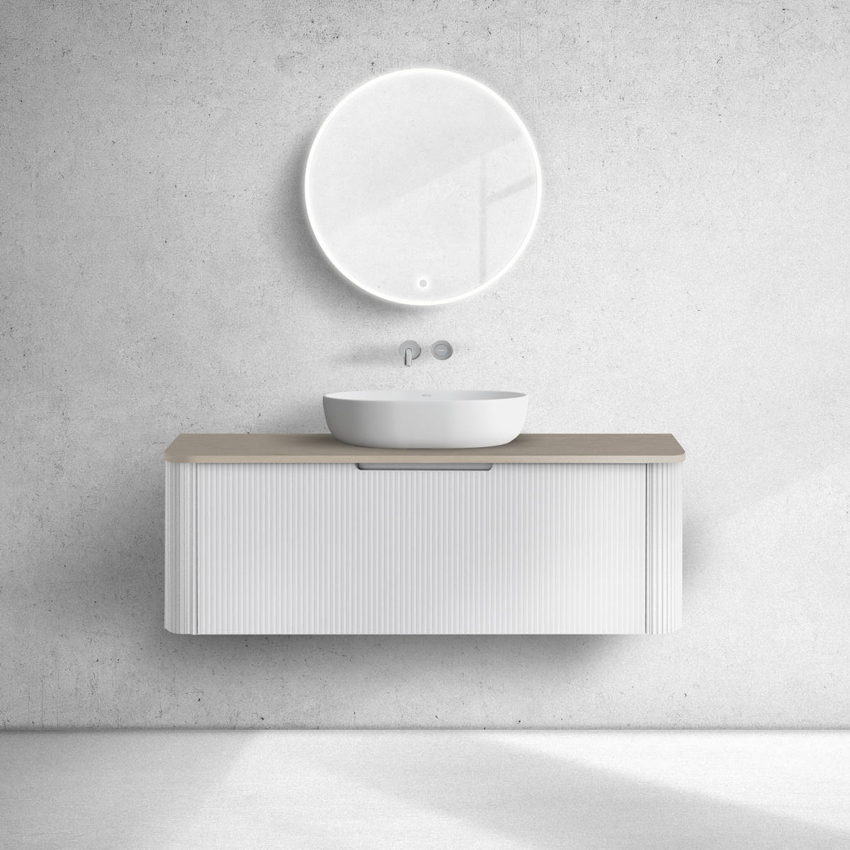 Oltens Hamnes szafka 120 cm podumywalkowa wisząca z blatem biały mat/dąb 68680000 - Wysyłka w 24h