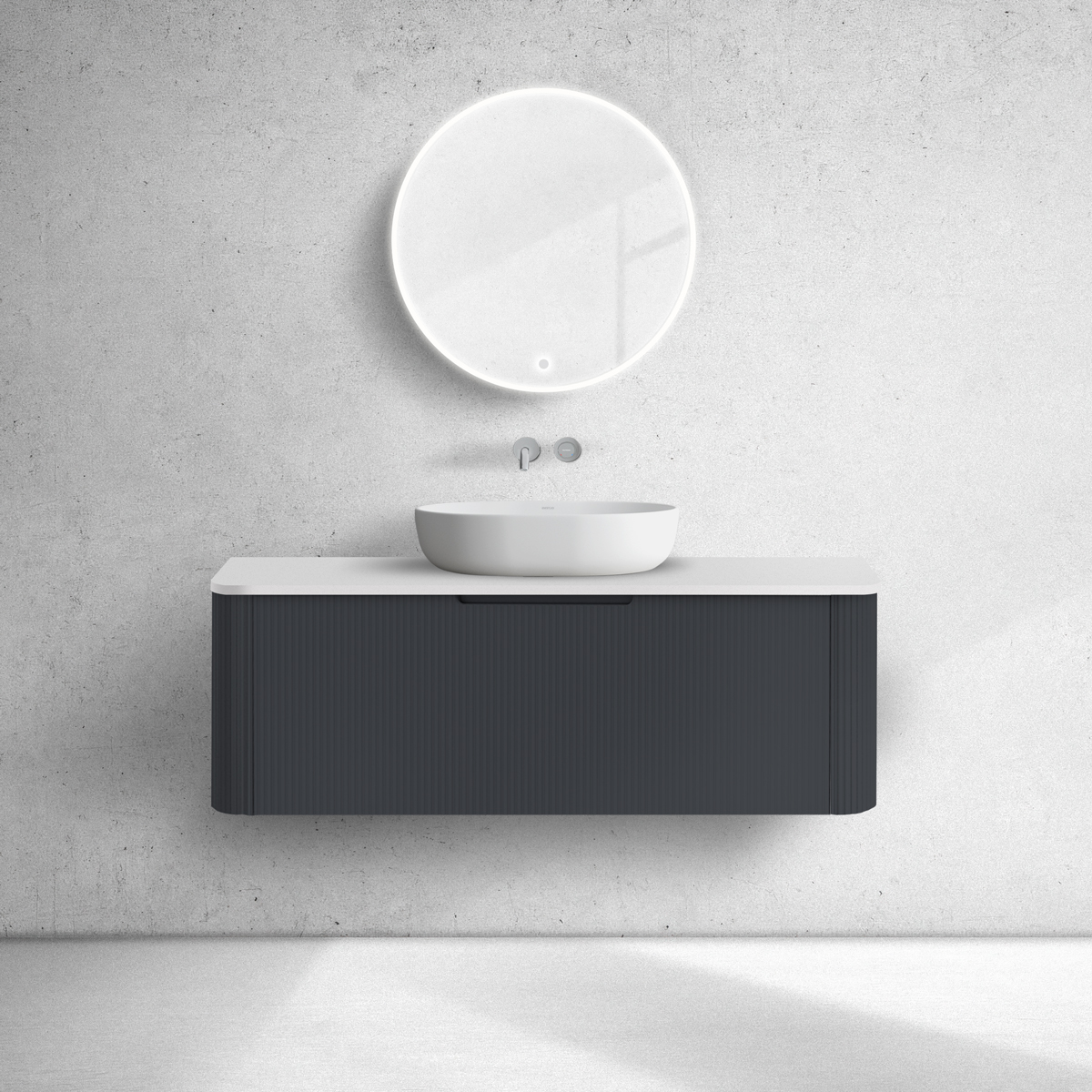 Oltens Hamnes szafka 120 cm podumywalkowa wisząca z blatem czarny mat/biały mat 68678300 - Wysyłka w 24h