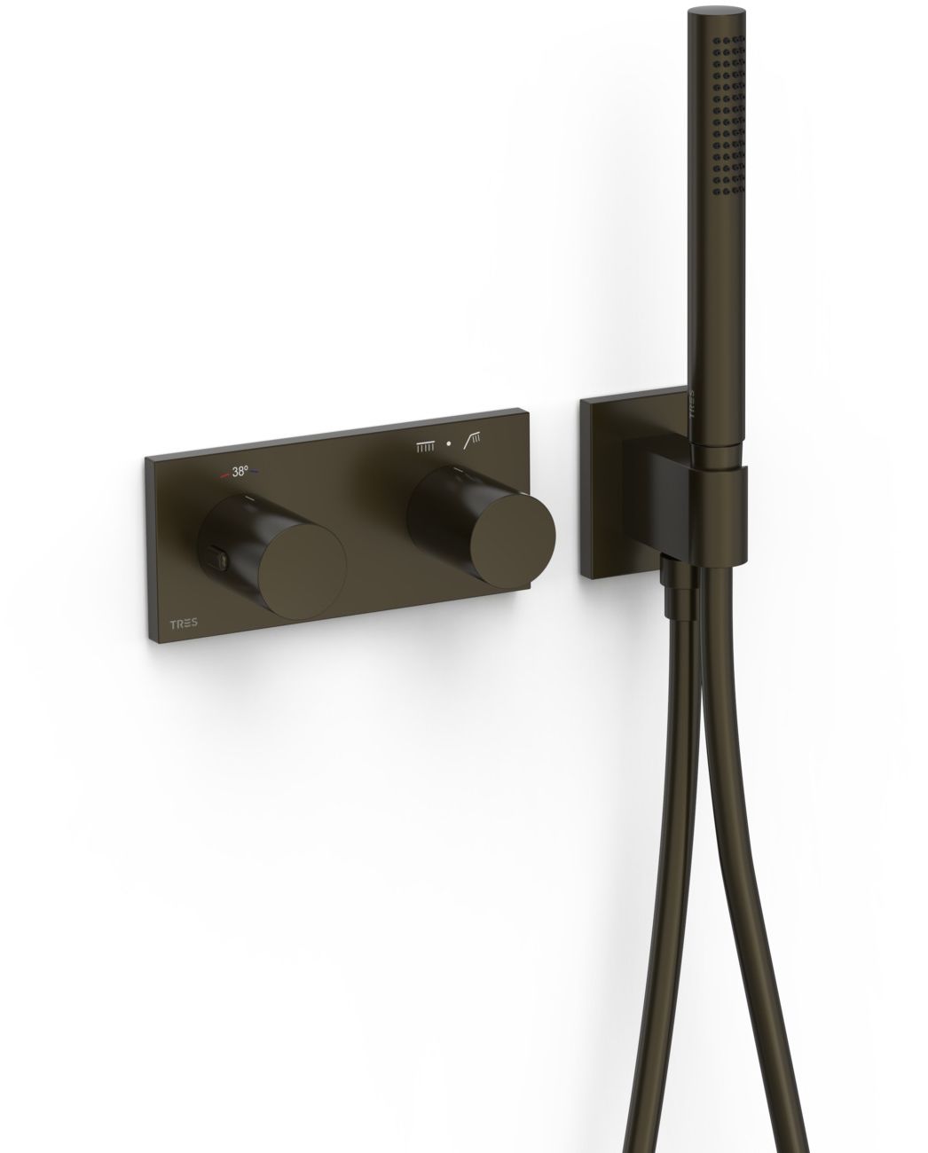 Tres B-System bateria wannowo-prysznicowa podtynkowa termostatyczna czarny brąz 30735201KMB
